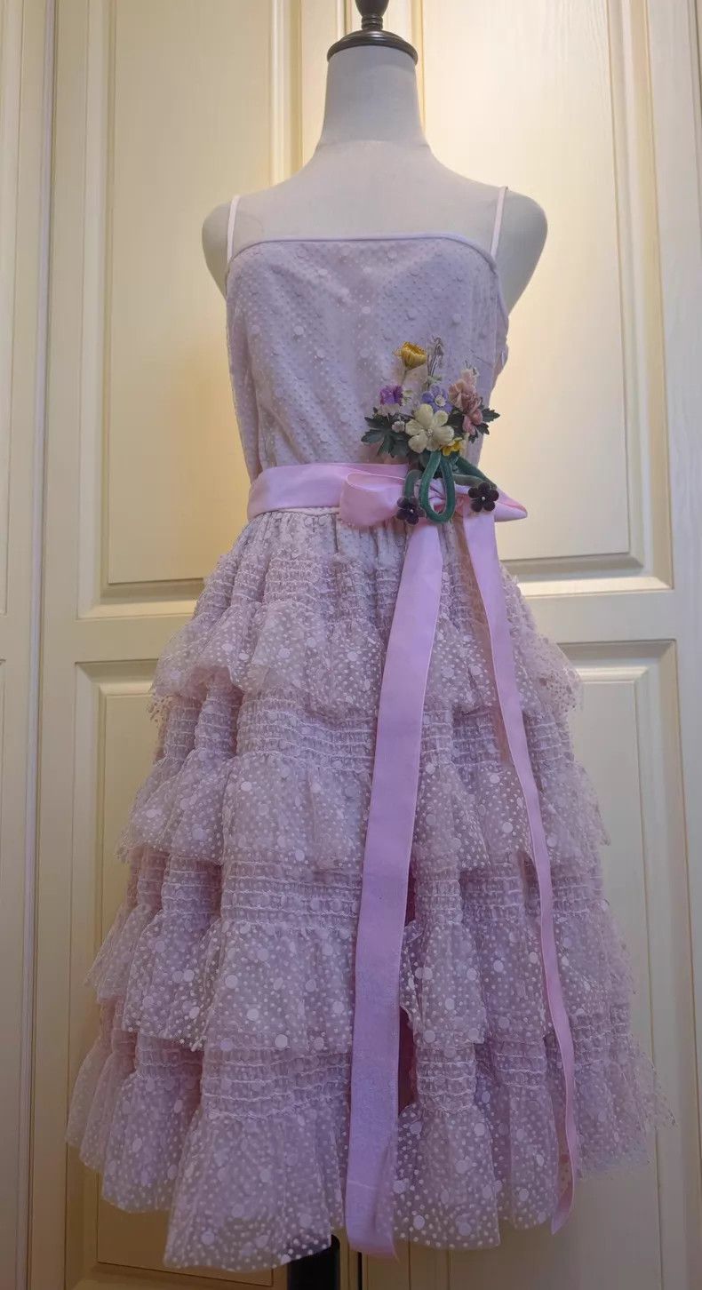 Valentino Valentino Lace flocked pink multi-layered princess dress Size M / US 6-8 / IT 42-44 - 2 Thumbnail
