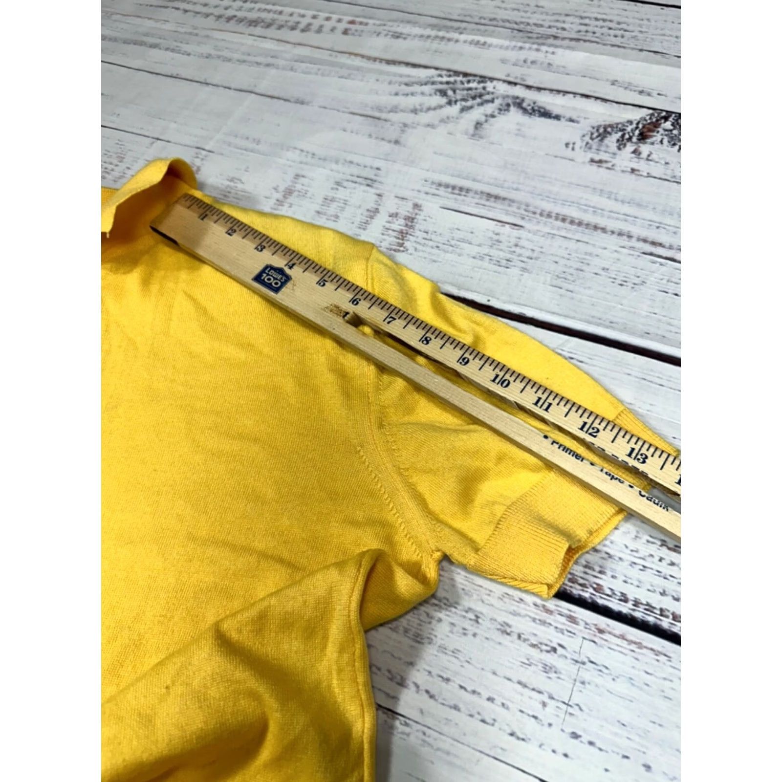 Vintage RNT23 Womens Polo Shirt Short Sleeve Tunic Sz M Yellow Viscose Blend Knit Size M / US 6-8 / IT 42-44 - 3 Thumbnail