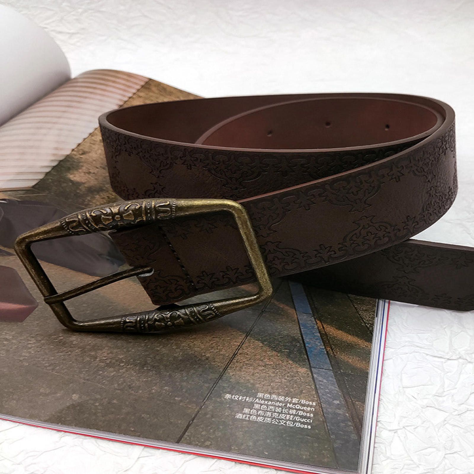 Other Brown Leather Belt with Vintage Buckle Size ONE SIZE - 3 Thumbnail