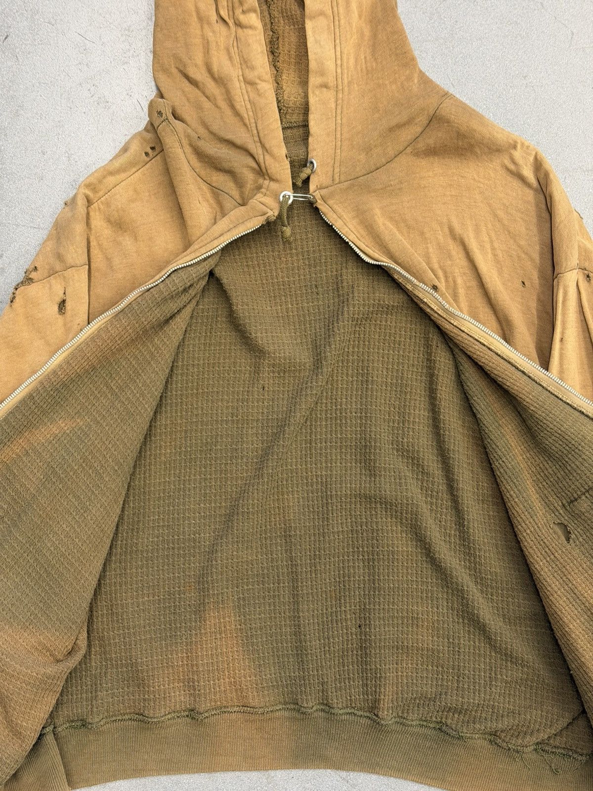 Other 1950's Vintage Thrashed Selvedged Waffle Line Zip Up Hoodie Size US L / EU 52-54 / 3 - 7 Thumbnail