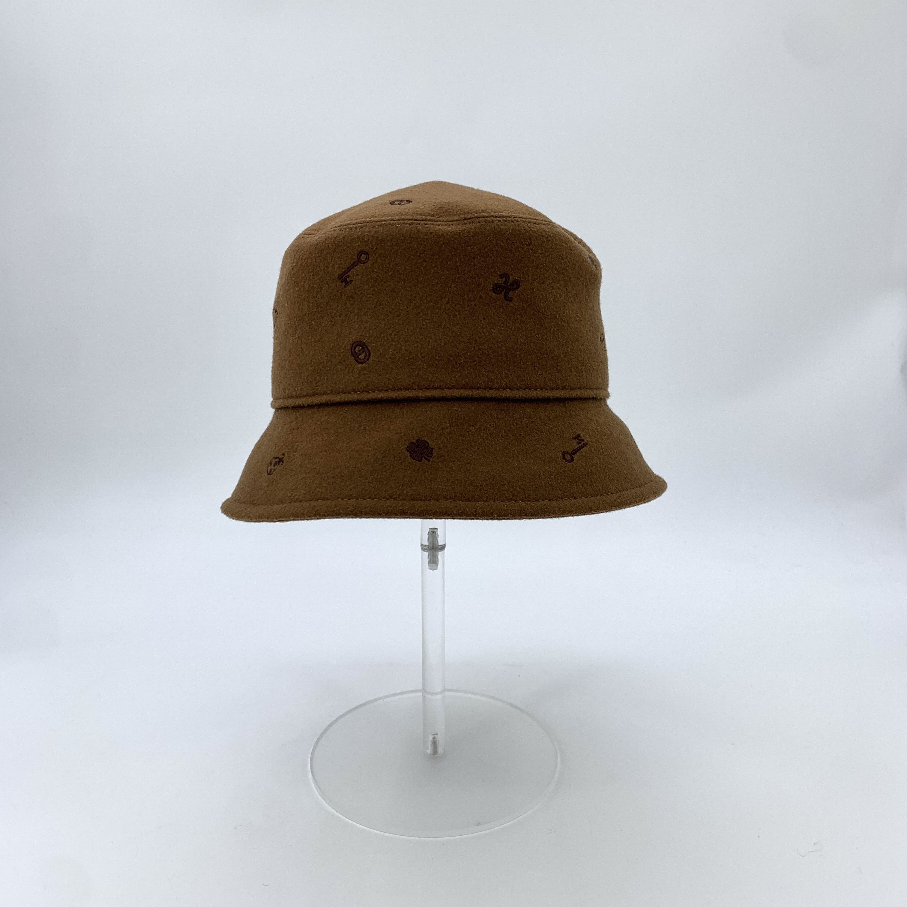 Hermes Hermès Brown Embroidered Cashmere Bucket Hat (Size 60cm) Size ONE SIZE - 8 Thumbnail