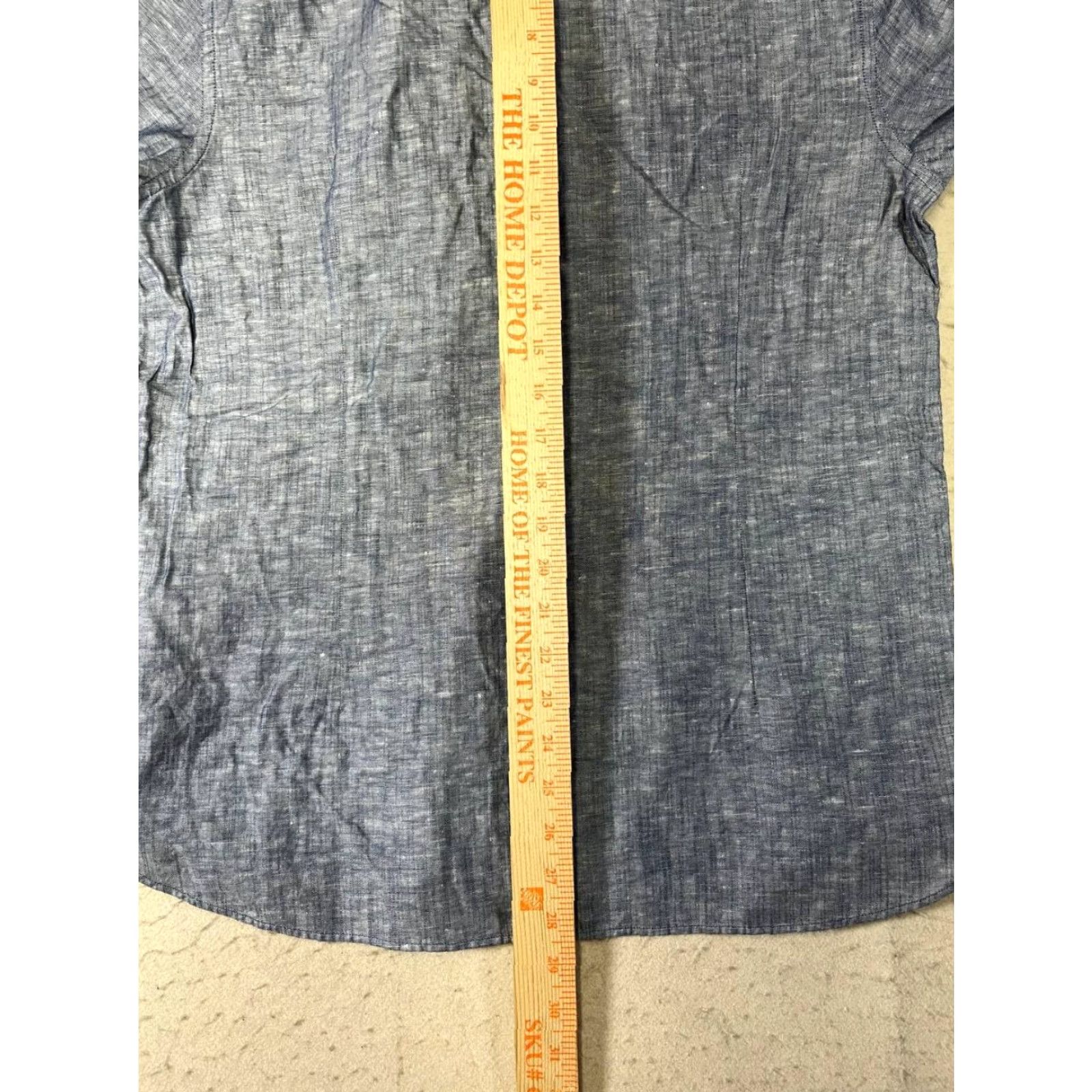 Ted Baker Ted Baker London Men's Button-Down Shirt Short Sleeve Linen Blend Blue 4 Regular with Button-Front Embroidered Mother Of Pearl Lined Buttons Dec Size US S / EU 44-46 / 1 - 4 Thumbnail