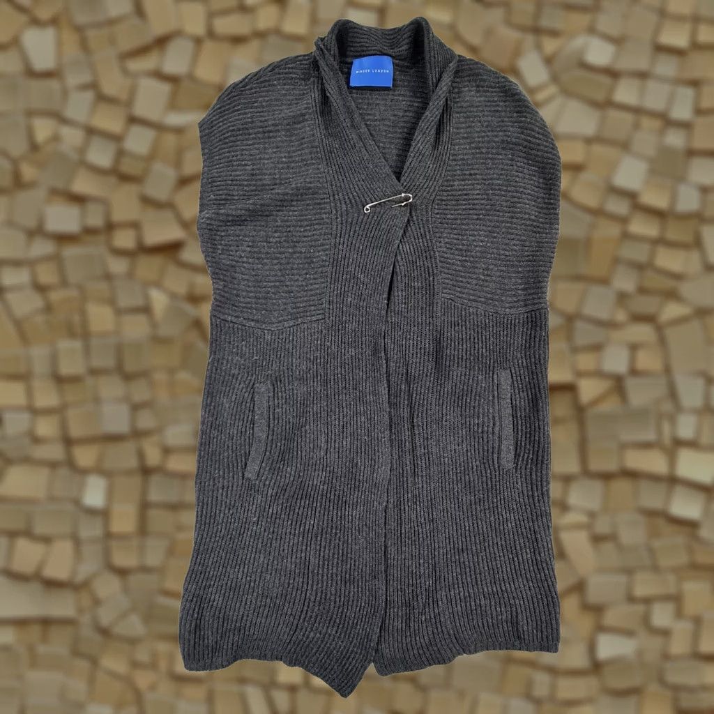 Vintage Winser London Womens Cardigan Grey Small 100% Merino Wool Knit Long Line Jumper V-Neck Casual Autumn Winter Womens Size S / US 4 / IT 40 - 1 Thumbnail