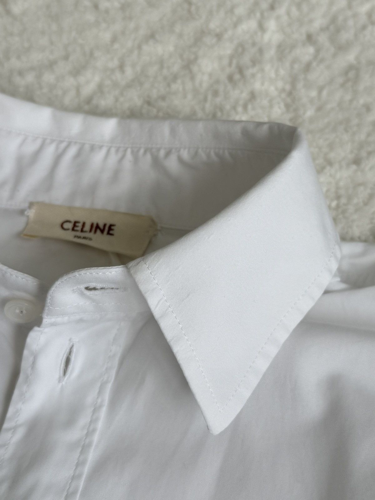 Celine Celine Paris Cropped White Shirt Pocket Logo Oversized Fit Size XS / US 0-2 / IT 36-38 - 12 Thumbnail