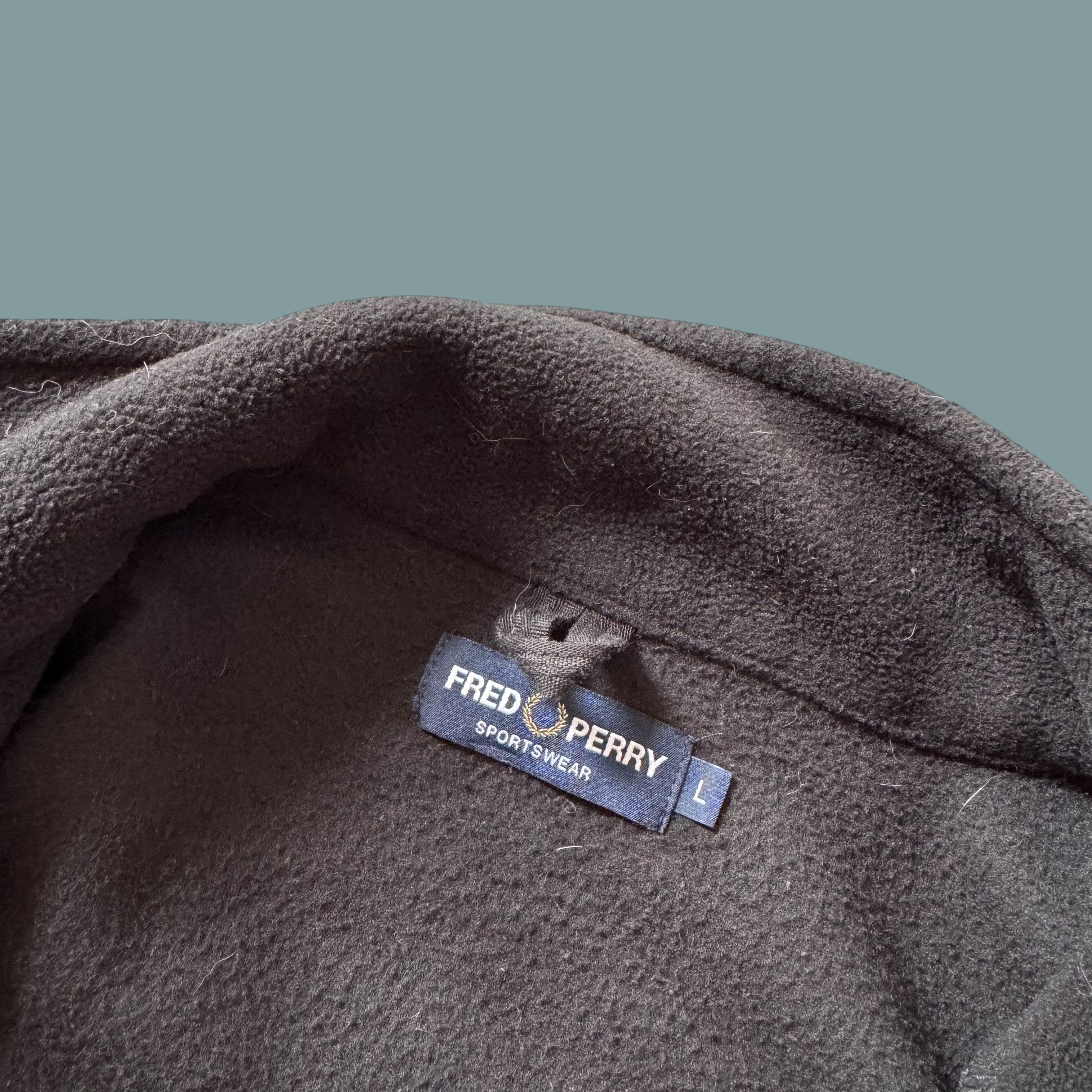 Fred Perry Fleece Jacket Black Vintage Streetwear Full Zip