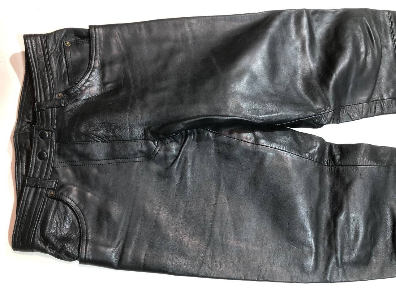 Vintage Polo Vintage Rare Biker Moto Leather Pants Size US 30 / EU 46 - 5 Thumbnail