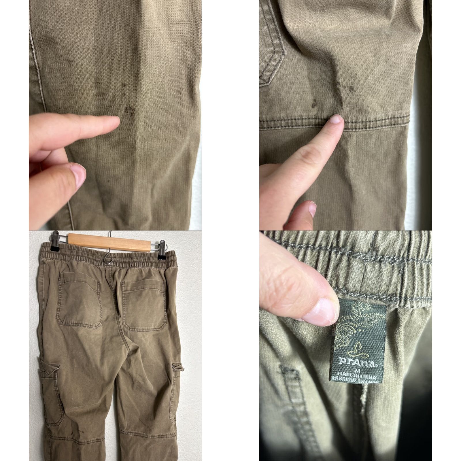 Prana Prana Crestwood Pant Womens Medium Khaki Cargo Pants Drawstring Stains 29x30 Size 32" / US 10 / IT 46 - 8 Thumbnail