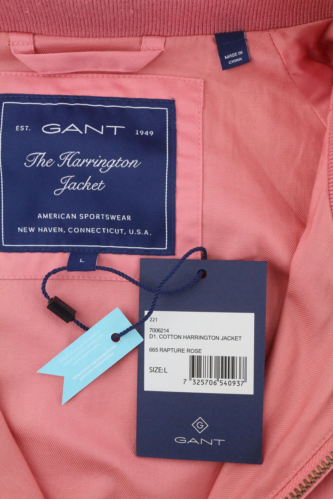 Gant COTTON HARRINGTONE L Rapture Rose Bomber Jacket 87280 Size US L / EU 52-54 / 3 - 7 Thumbnail
