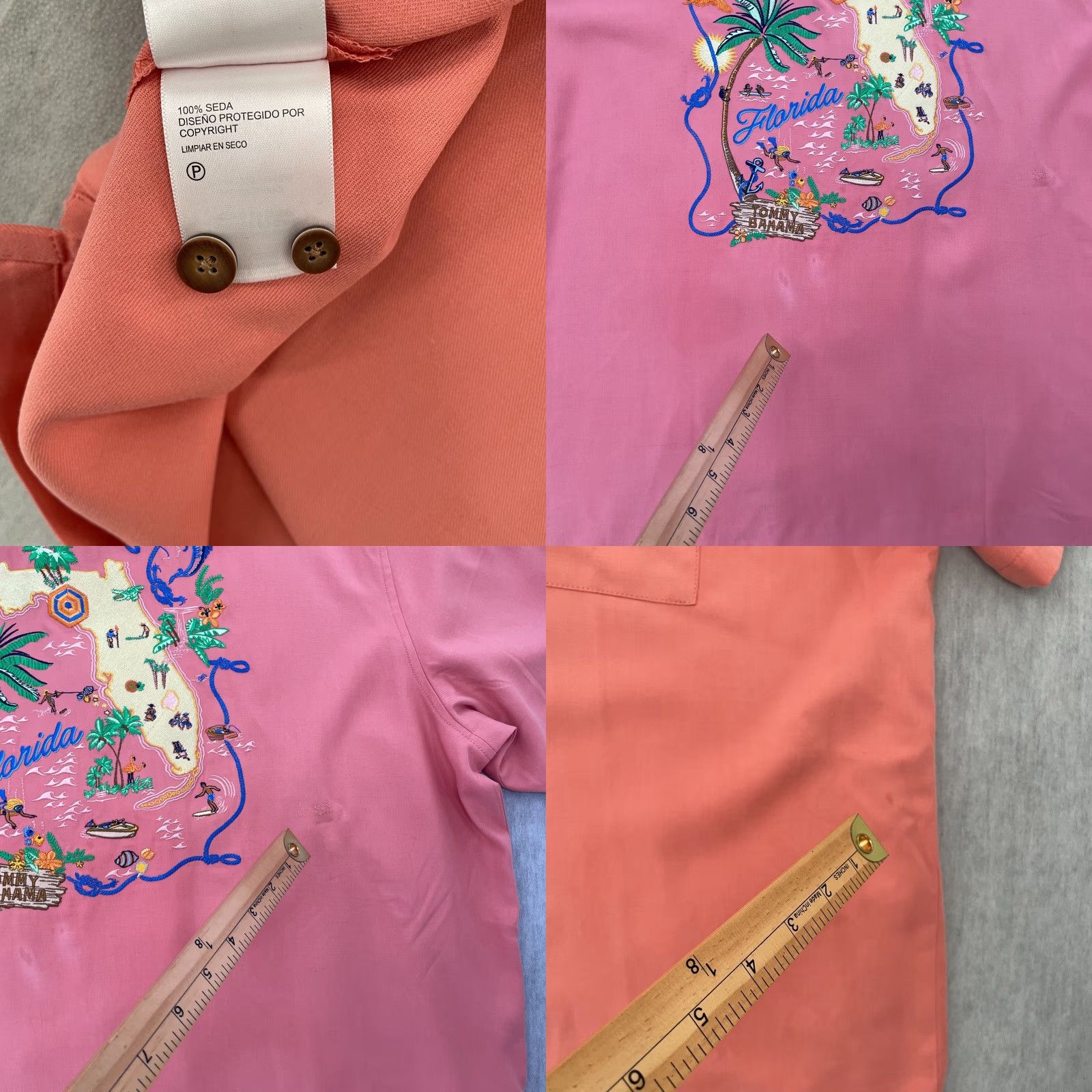 Tommy Bahama VINTAGE Tommy Bahama Shirt Adult 2XL Salmon Pink Button Up Embroidered Loop Collar Mens Size US XXL / EU 58 / 5 - 8 Thumbnail