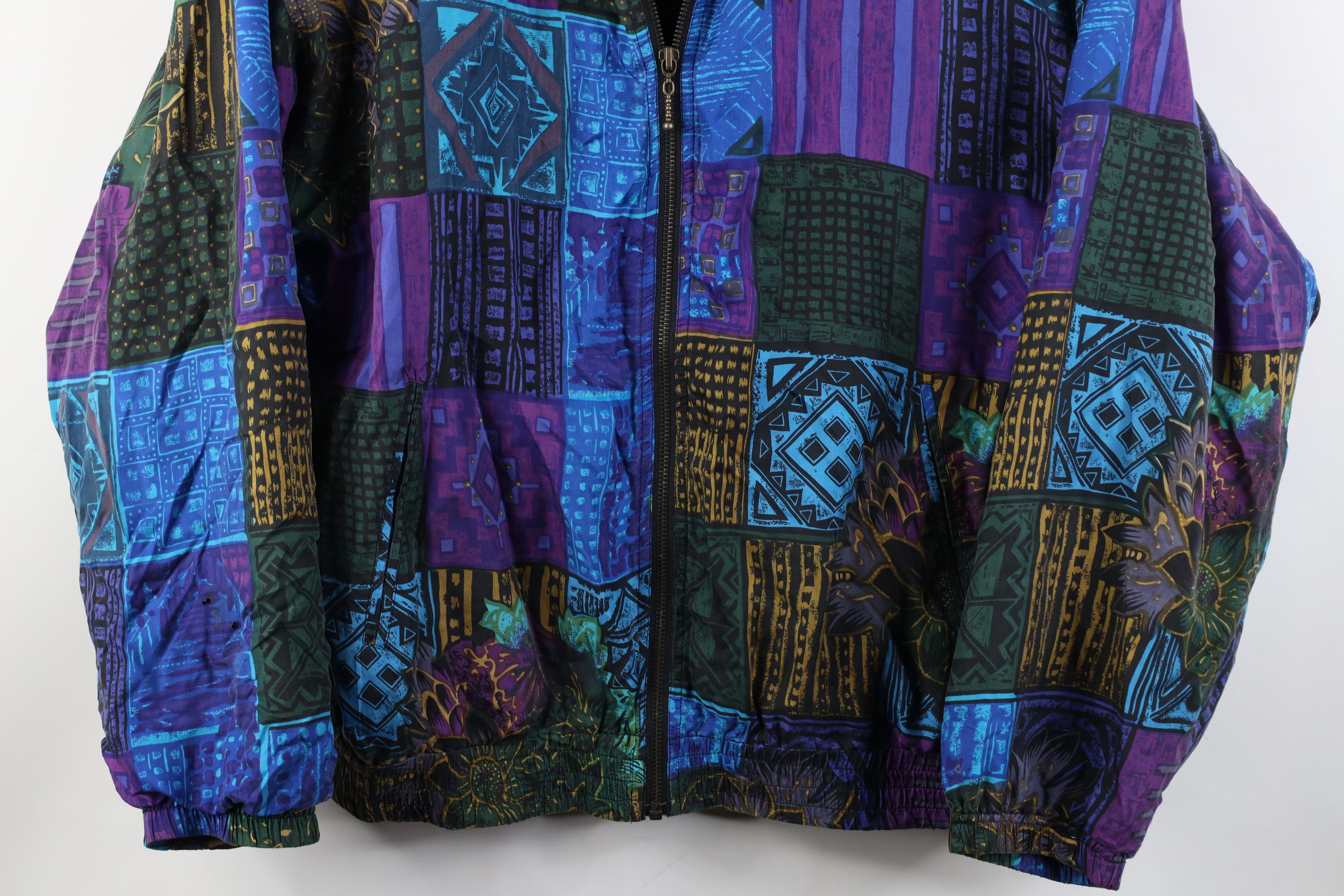Vintage Vintage 90s Streetwear Flower Silk Full Zip Bomber Jacket Size L / US 10 / IT 46 - 3 Thumbnail