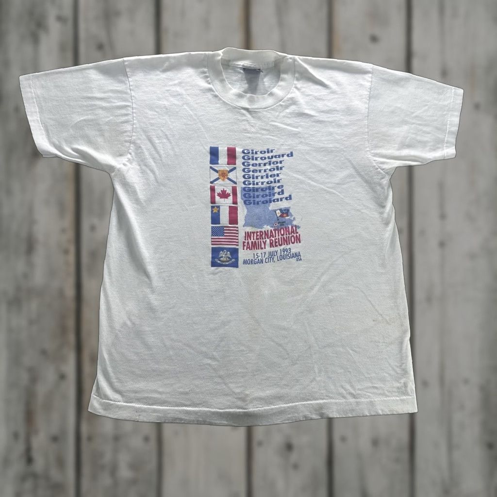 Fruit Of The Loom VINTAGE Giroir Family Reunion Shirt Mens Large White Fruit Of The Loom 90s Size US L / EU 52-54 / 3 - 1 Thumbnail