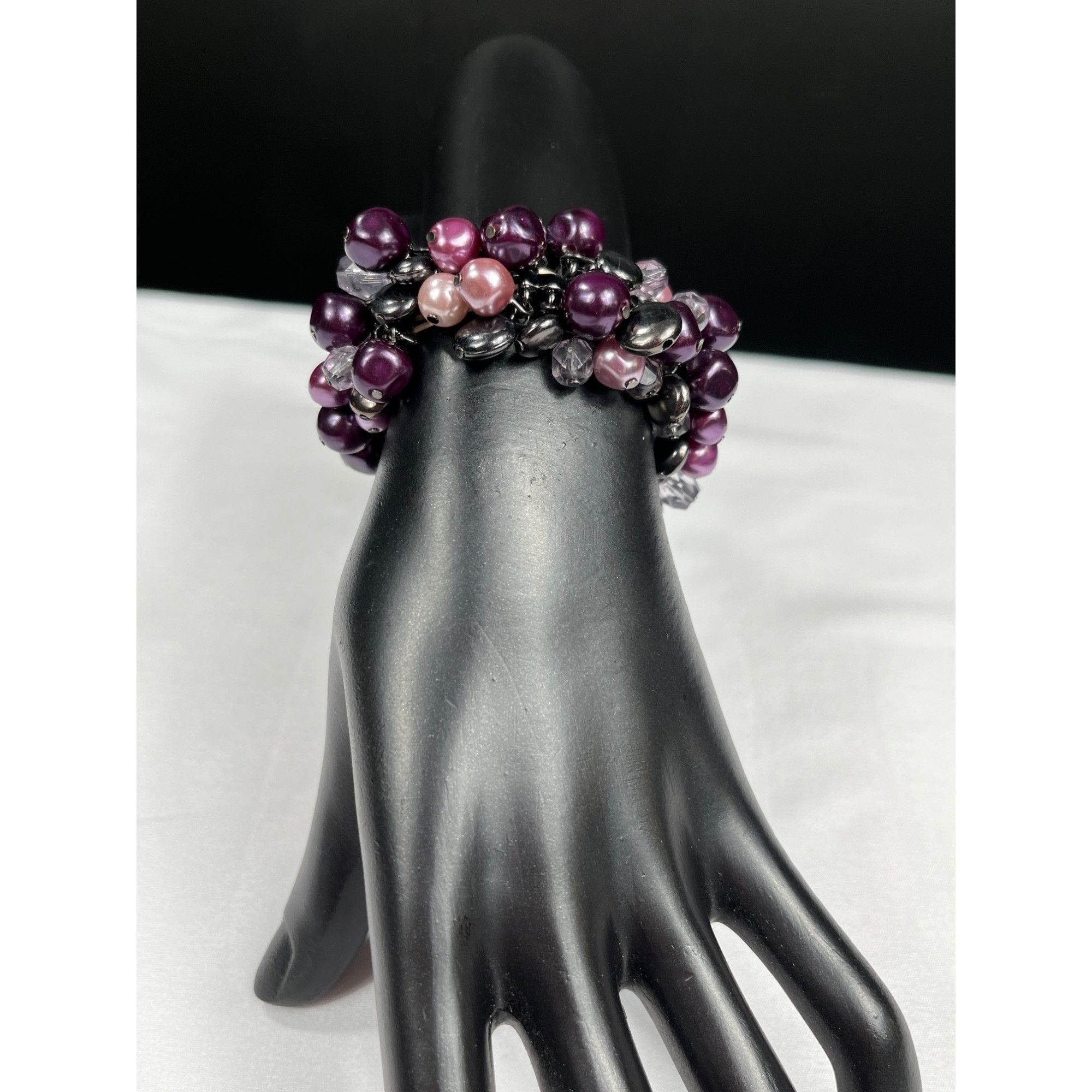 Designer Clustered SKU 039 purple pink Faux Pearl and Glass Beaded St Size ONE SIZE - 2 Thumbnail