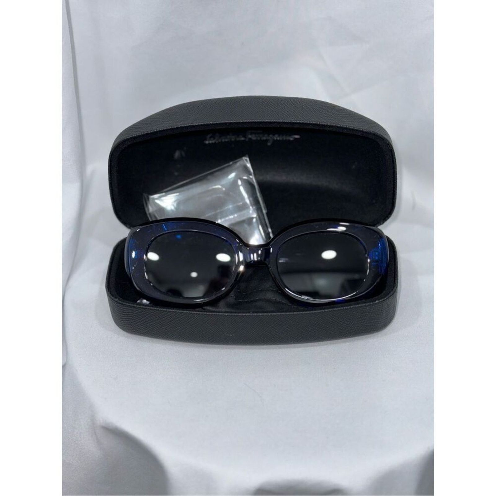 Other Blue Rounded Rectangle Sunglasses with Case | Sz OS Size ONE SIZE - 5 Thumbnail