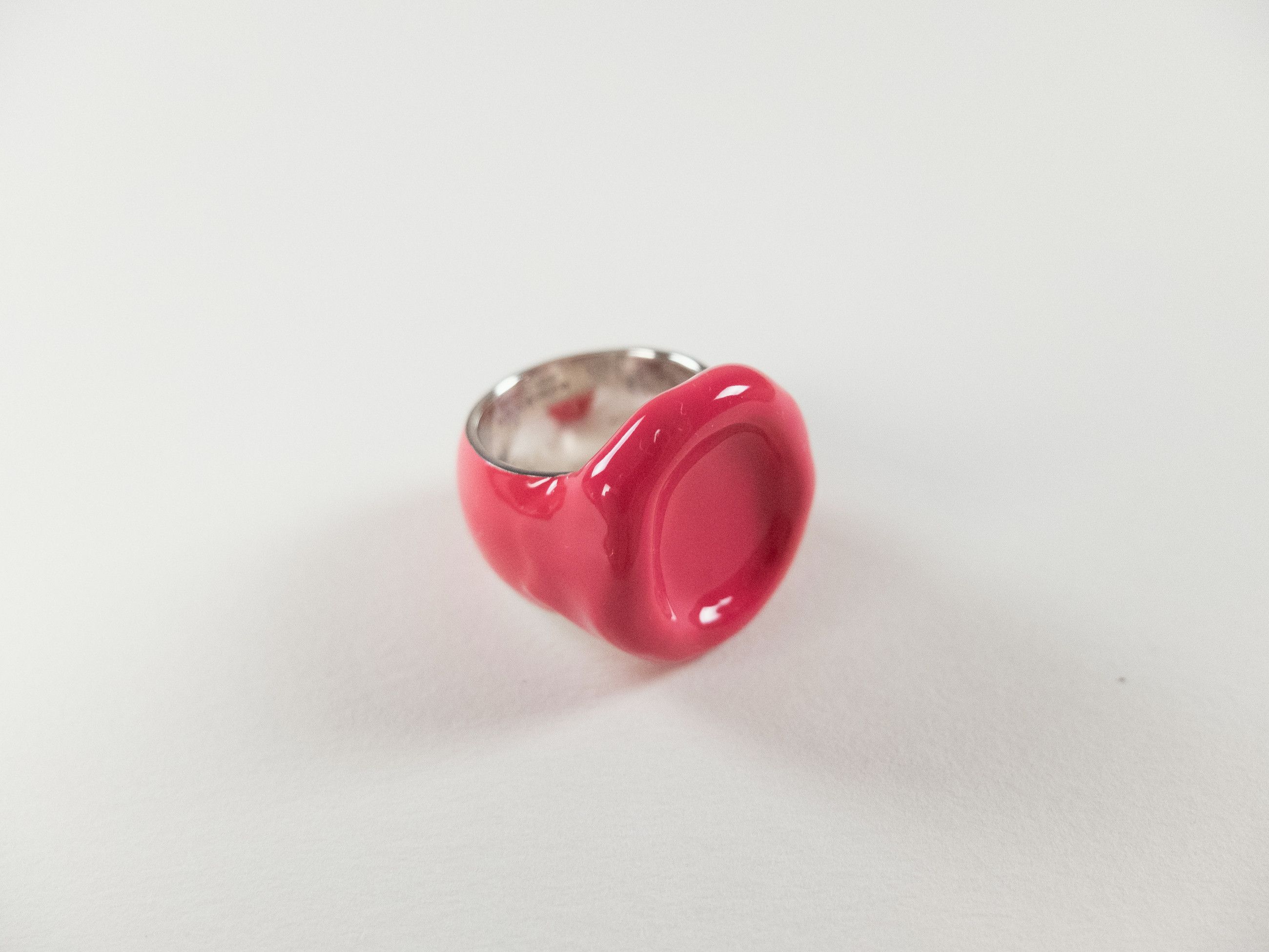 BOTTEGA VENETA Seal pink & Sterling silver stamp ring 7 15 q