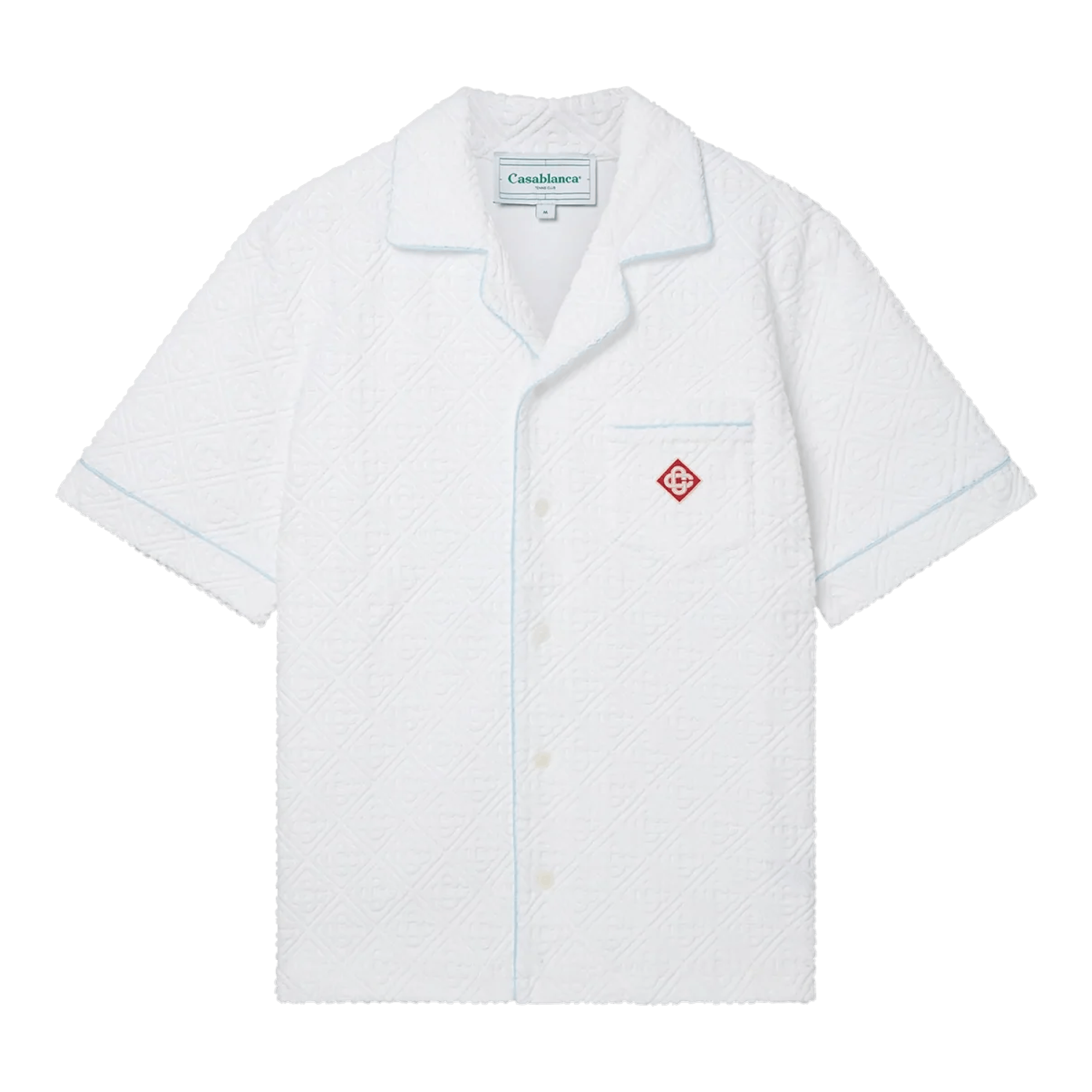 Casablanca Towelling Monogram Unisex Open Collar Shirt Bright White Size US S / EU 44-46 / 1 - 1 Thumbnail