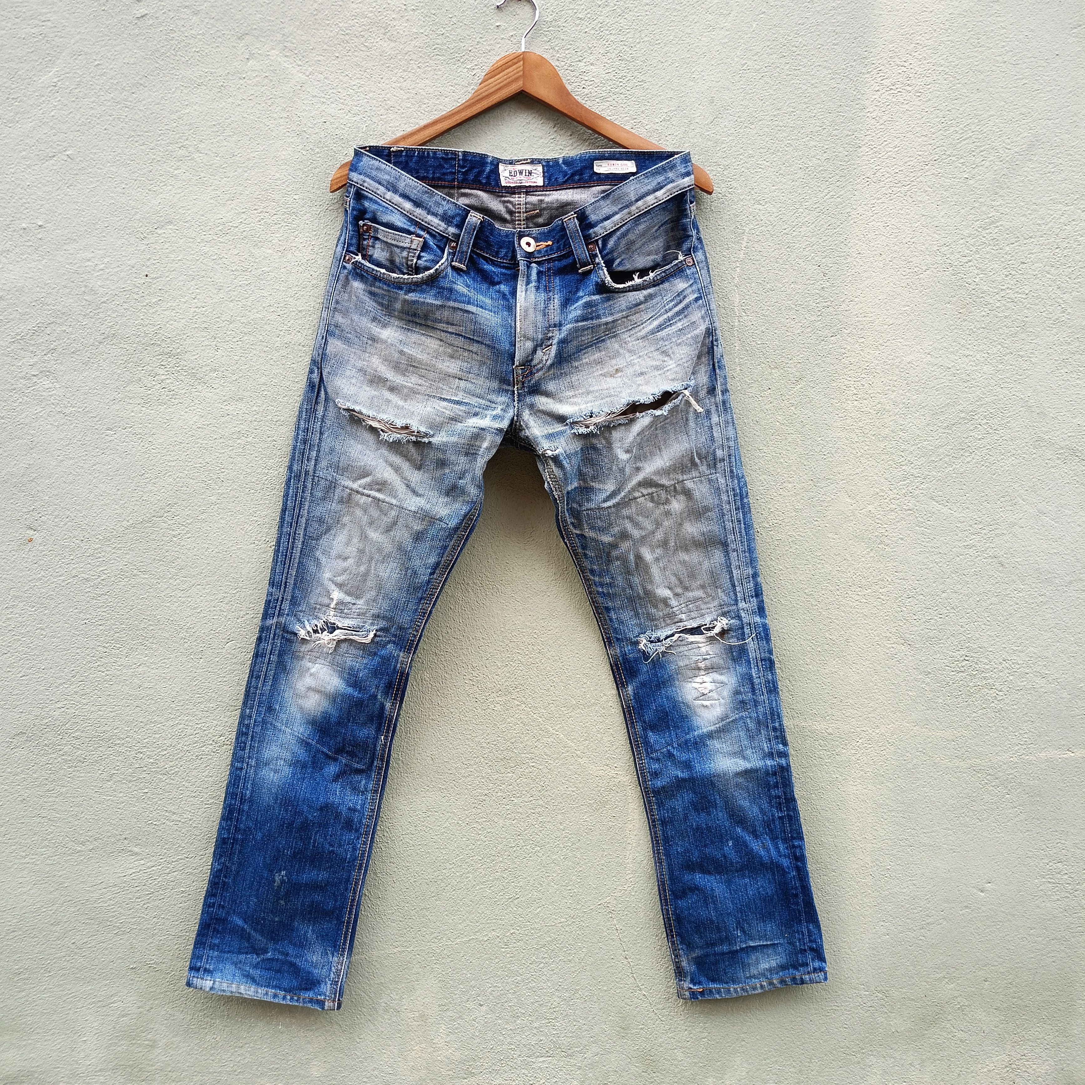 Edwin Edwin 506 Skinny Slim Distressed Denim Size US 34 / EU 50 - 1 Thumbnail