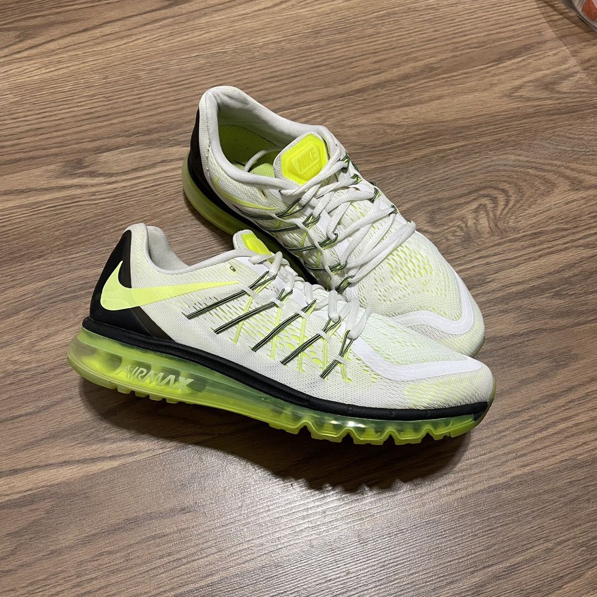 Nike Nike Air Max 2015 Running Shoes White Volt Green Size US 11 / EU 44 - 4 Thumbnail