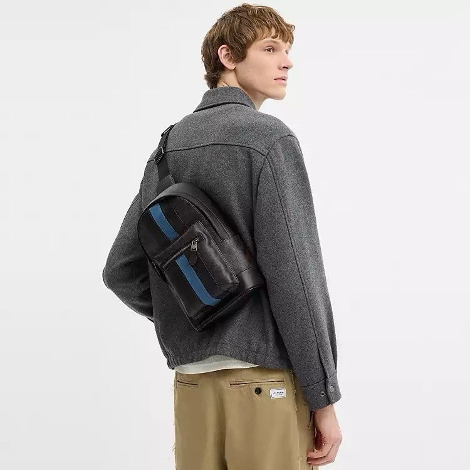 Coach NWT Coach West Pack Varsity Stripe Blue Sling Bag CDC53 Size ONE SIZE - 7 Thumbnail