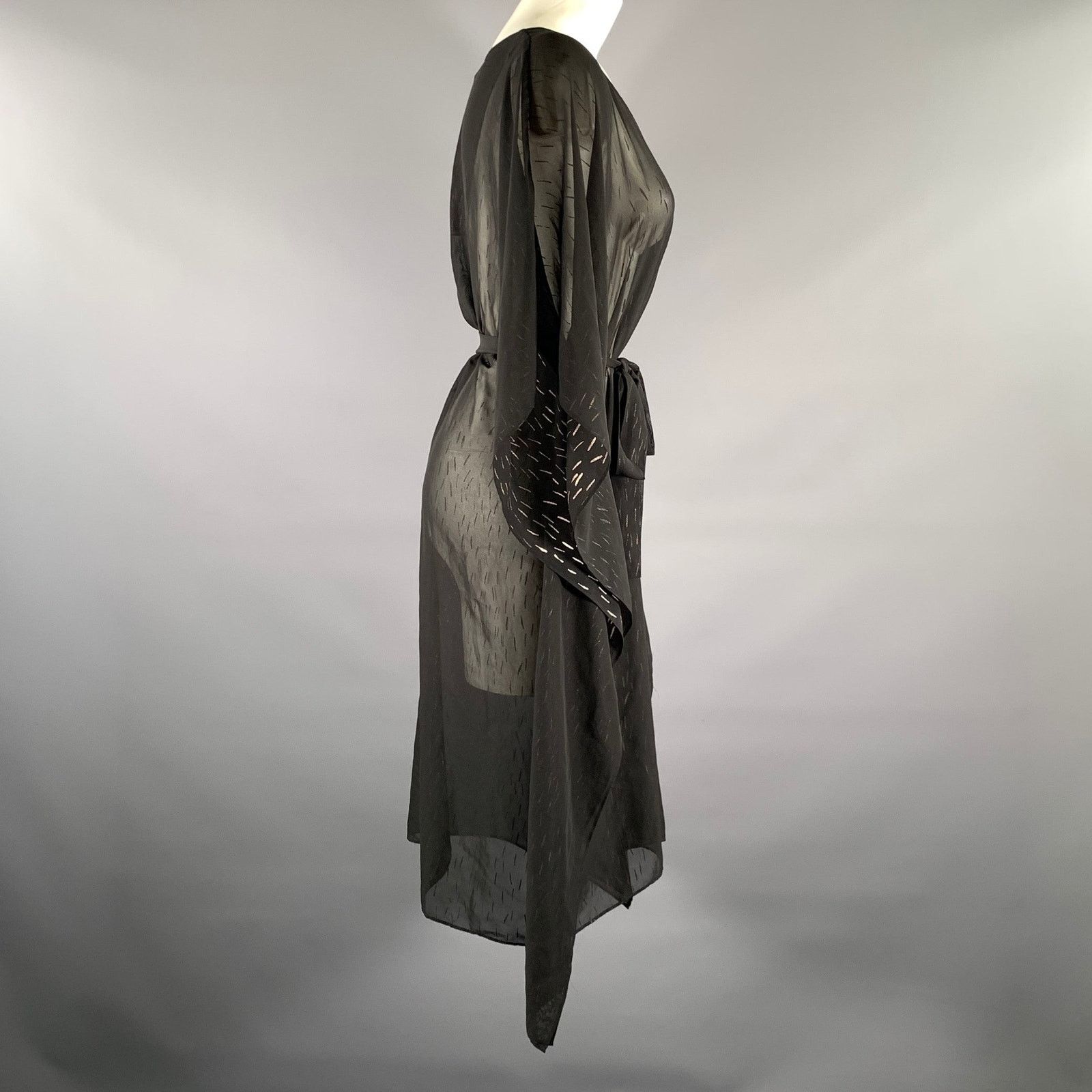 Halston Heritage HALSTON HERITAGE M Black Metallic Polyester Caftan Dress Size S / US 4 / IT 40 - 2 Thumbnail