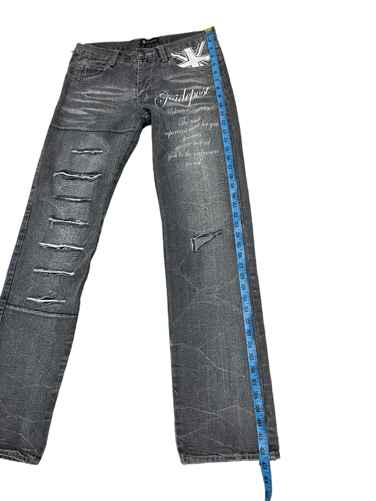 Japanese Brand Vintage Root Three Skull Distressed Jeans ! Rare Design Size US 32 / EU 48 - 19 Thumbnail