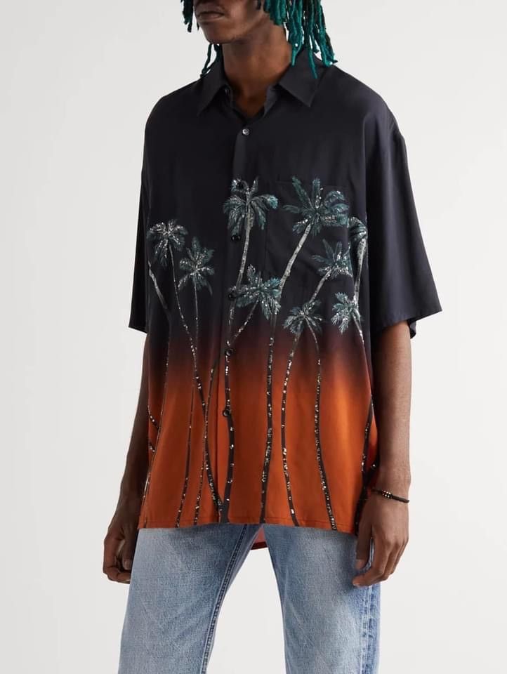 Celine RARE - SS22 Oversized Embroidered Palm Trees Hawaiian Shirt ...