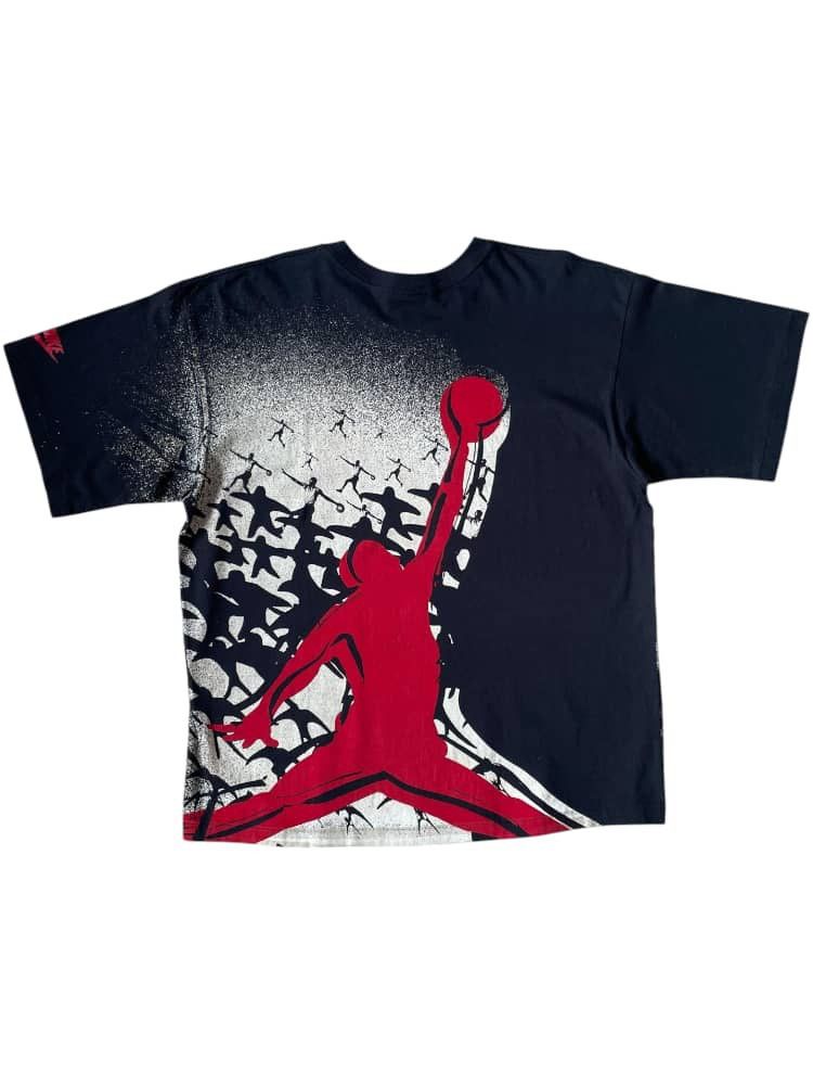 NBA × Nike × Vintage RARE VINTAGE 90s NIKE AIR JORDAN OVERPRINT T-SHIRT Size US L / EU 52-54 / 3 - 2 Thumbnail
