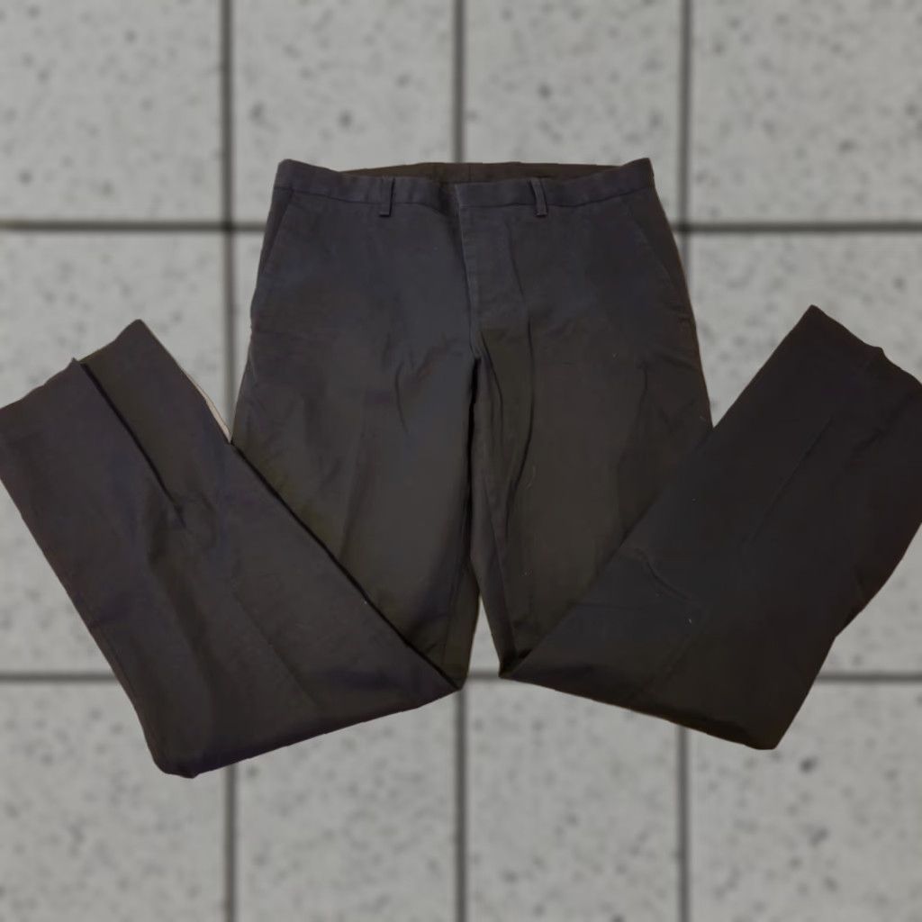 Express Express Mens Pants Chino Flat Front 31x32 32x32 Black Cotton Slack Trousers Slax Size US 31 - 1 Thumbnail