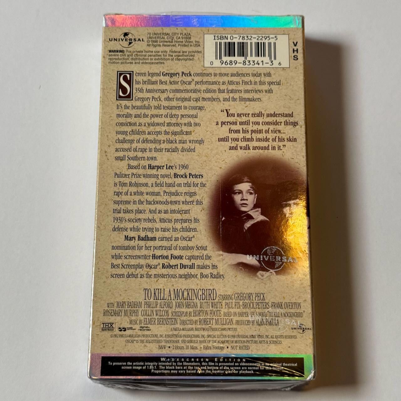 Universal Studios To Kill a Mockingbird Widescreen Edition VHS 1998 SEALED DS Size ONE SIZE - 2 Thumbnail