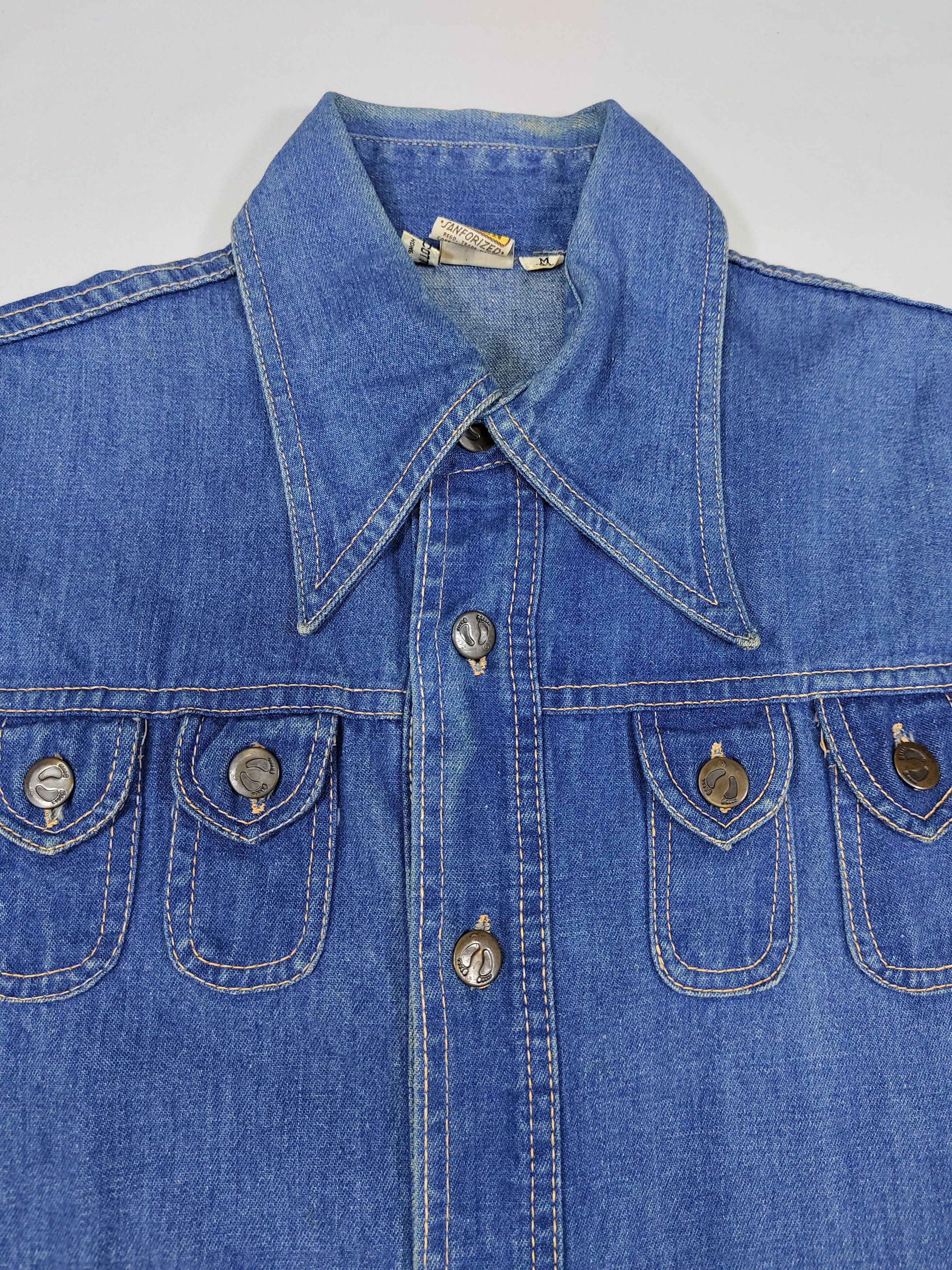Hang Ten 80s Hang Ten- Sanforized Denim Shirt Western Workwear Size US M / EU 48-50 / 2 - 2 Thumbnail