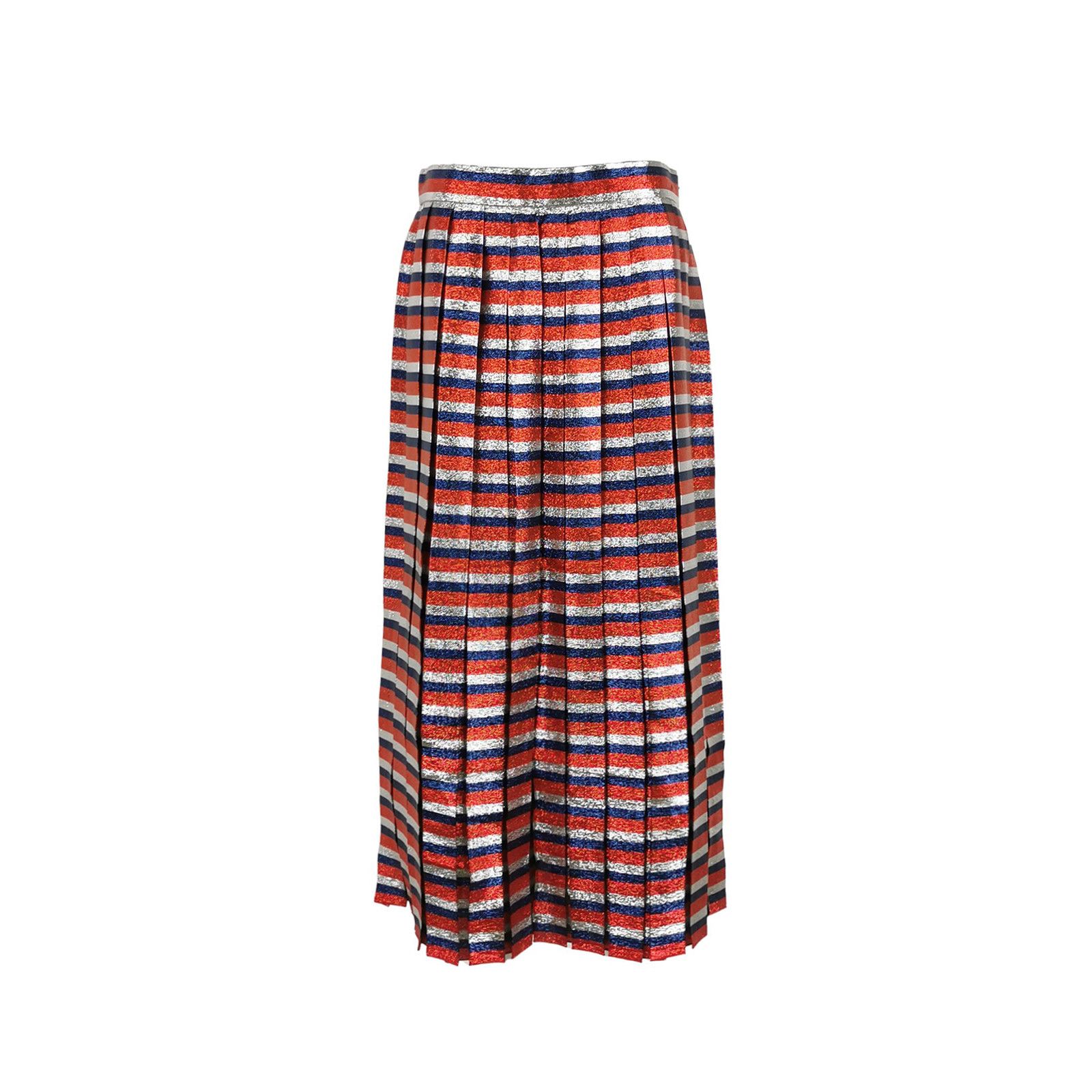Gucci Gucci Metallic Stripe Silk Blend Midi Skirt Size 44 Size 30" / US 8 / IT 44 - 1 Thumbnail