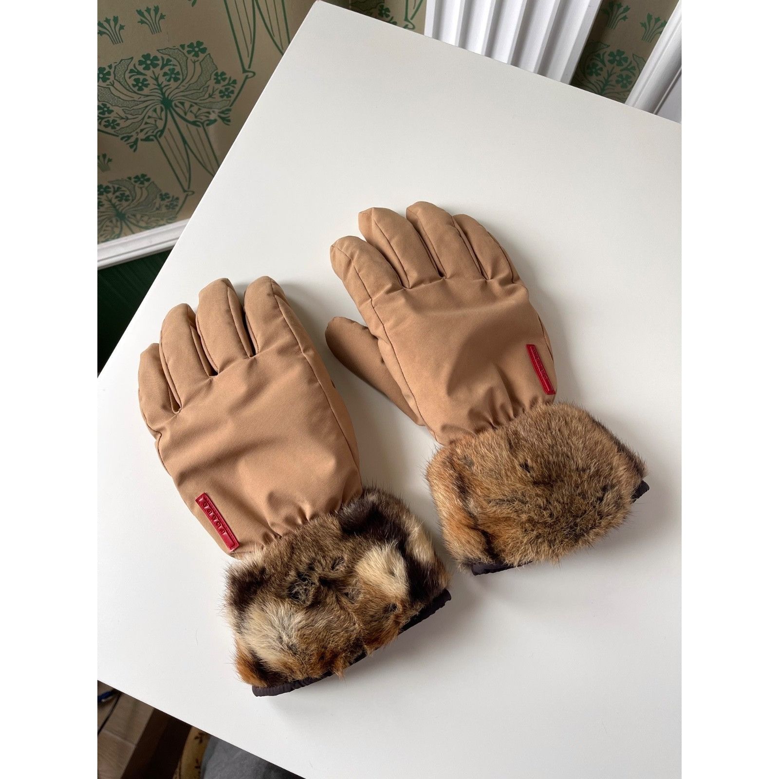 Prada Prada Fur Beige Nylon Gloves Size 8 Vintage 2000 Size ONE SIZE - 10 Thumbnail