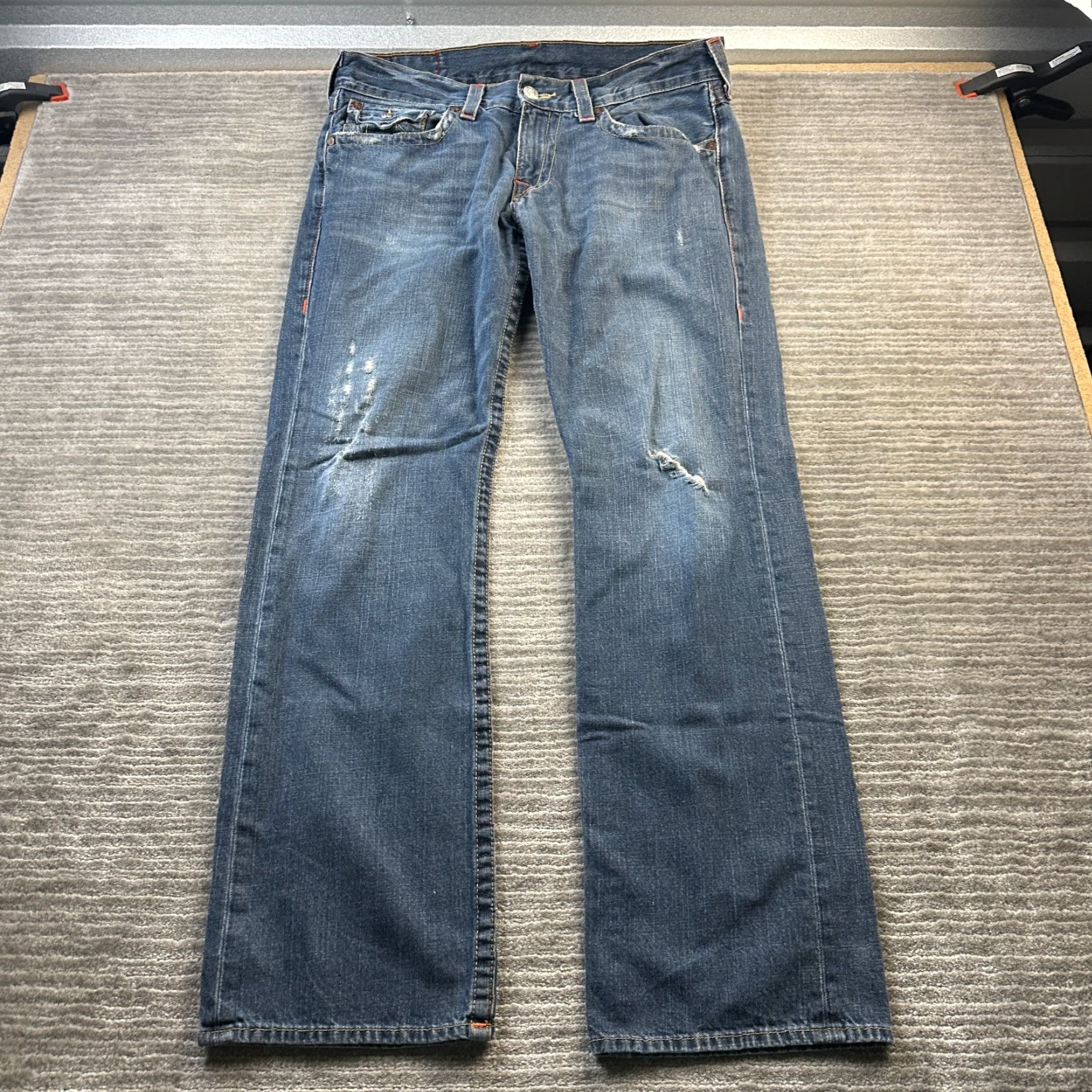 True Religion Jeans Mens 34 Ricky T Flap USA Made Distressed