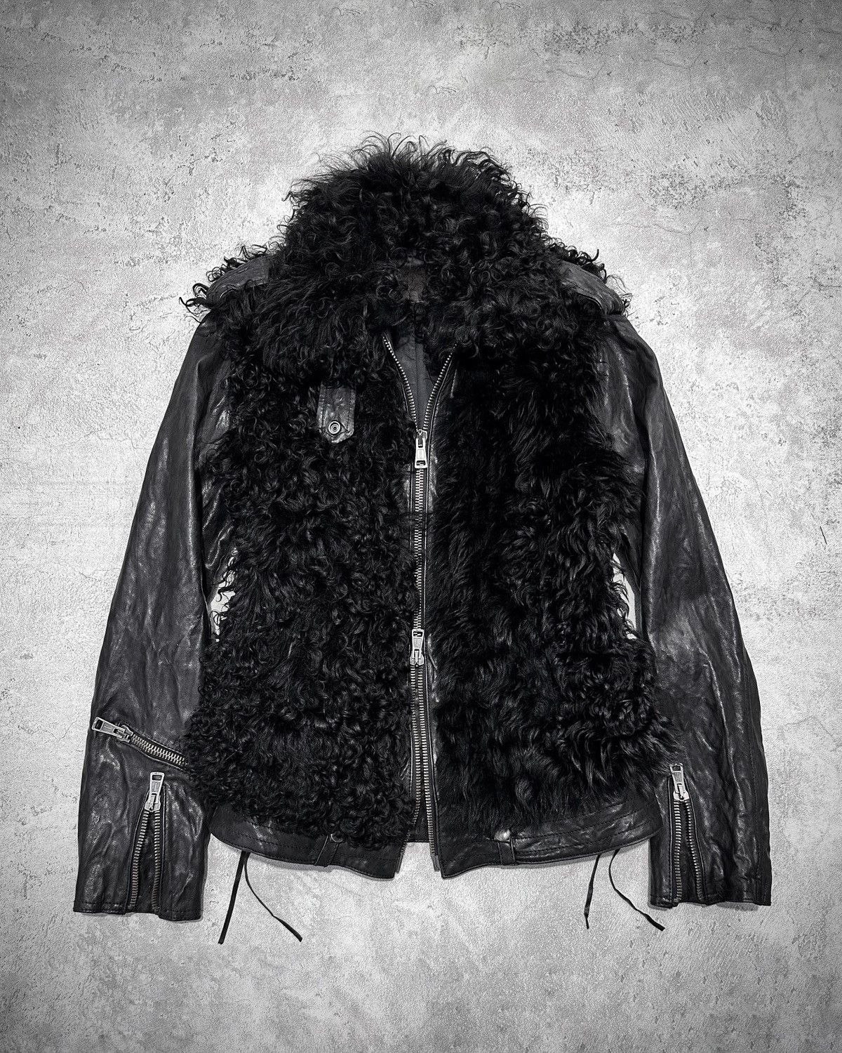 R13 Rare R13 Furry Shrunken Shearling Leather Riders Jacket Size US L / EU 52-54 / 3 - 1 Thumbnail