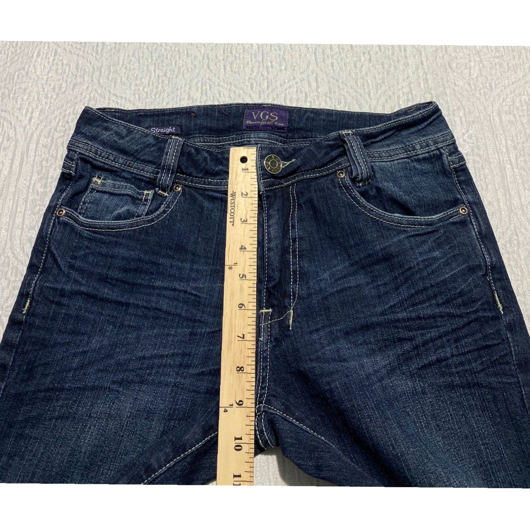 Denime VGS Jeans Womens Jeans 5-Pocket Design Straight Dark Blue Embroidered Size 6 Womens Size 28" / US 6 / IT 42 - 7 Thumbnail