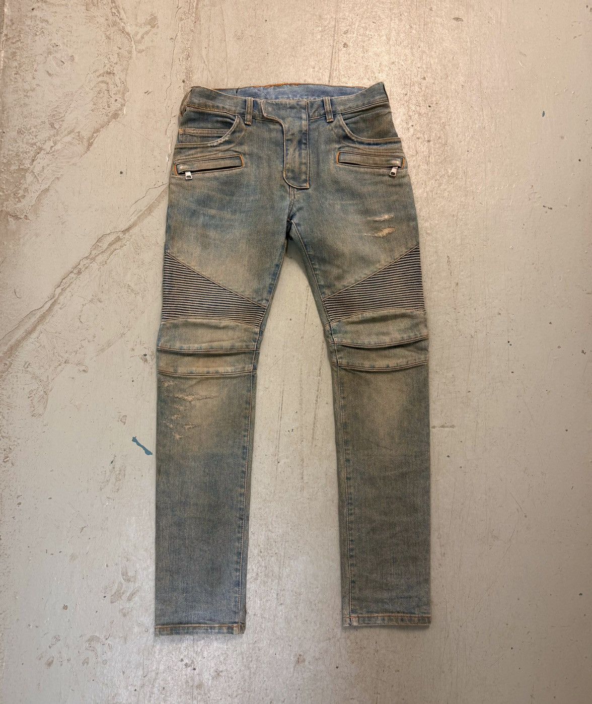 image of Balmain Biker Denim in Sand, Men's (Size 30)