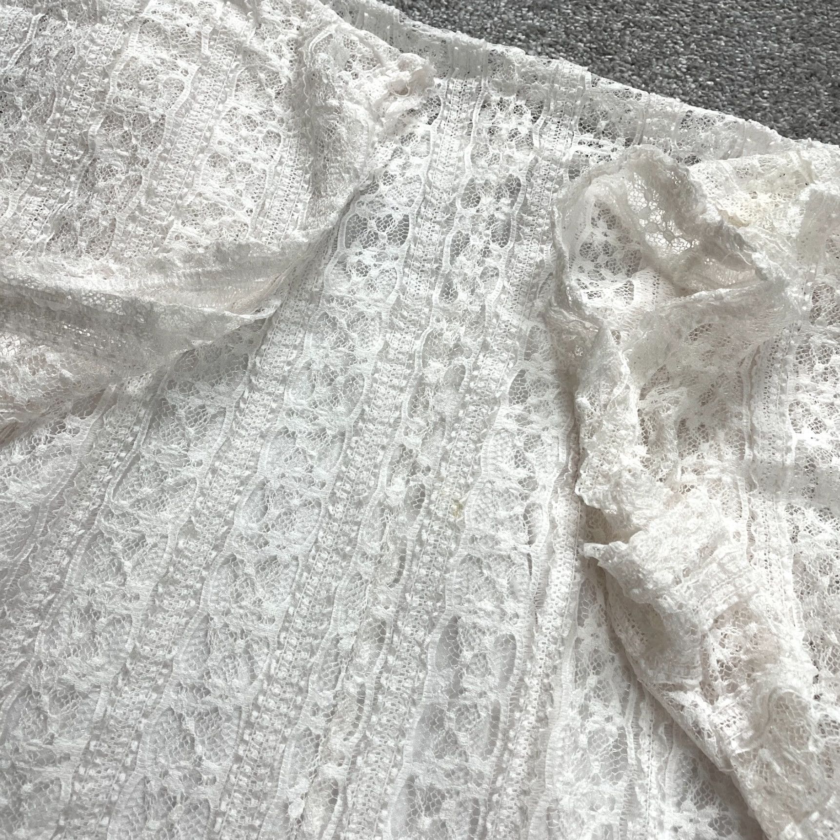 Vintage Dressbarn Blouse Womens 18/20 White Lace Shor Sleeve Lined Round Neck Casual Top Size XXL / US 16-18 / IT 52-54 - 4 Thumbnail