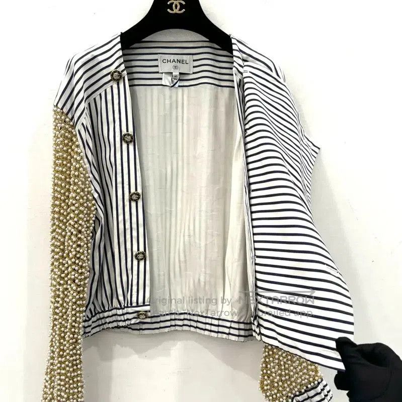 Chanel Chanel Gold Striped Cotton Women's Shirt . Size L / US 10 / IT 46 - 5 Thumbnail