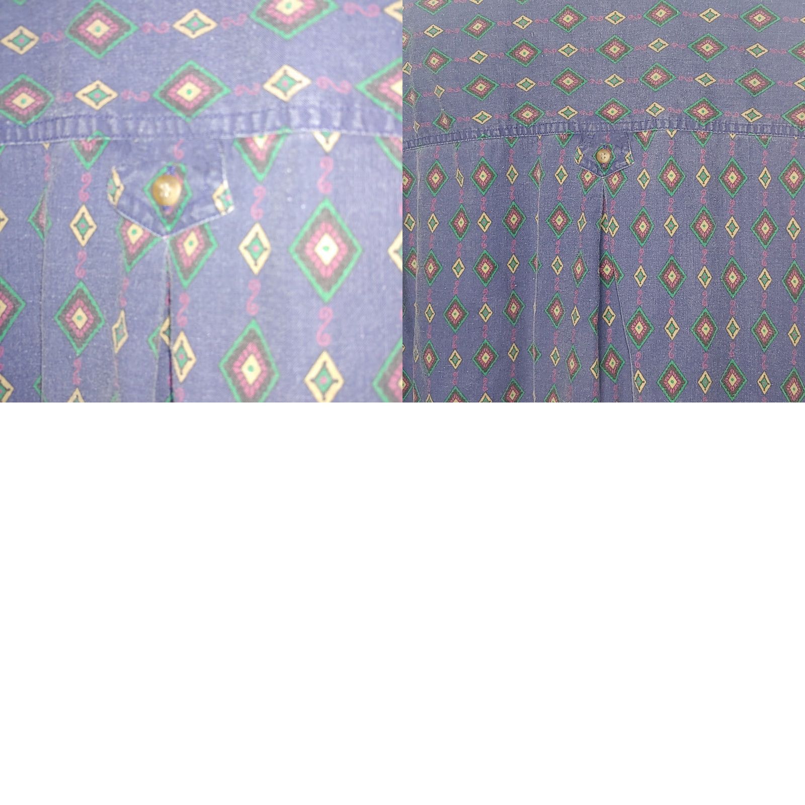 Vintage VINTAGE Palmetto's Shirt Men L Blue 100% Cotton Long Sleeve Geometric Diamond Button-Up 1990s 90s Regular Fit Size US L / EU 52-54 / 3 - 8 Thumbnail