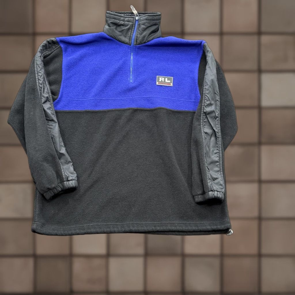 Polo Ralph Lauren Ralph Lauren Polo Sport Pullover Jacket Mens Large Black Blue Fleece 1/4 Zip RL Patch Logo Windbreaker Vintage Size US L / EU 52-54 / 3 - 1 Thumbnail