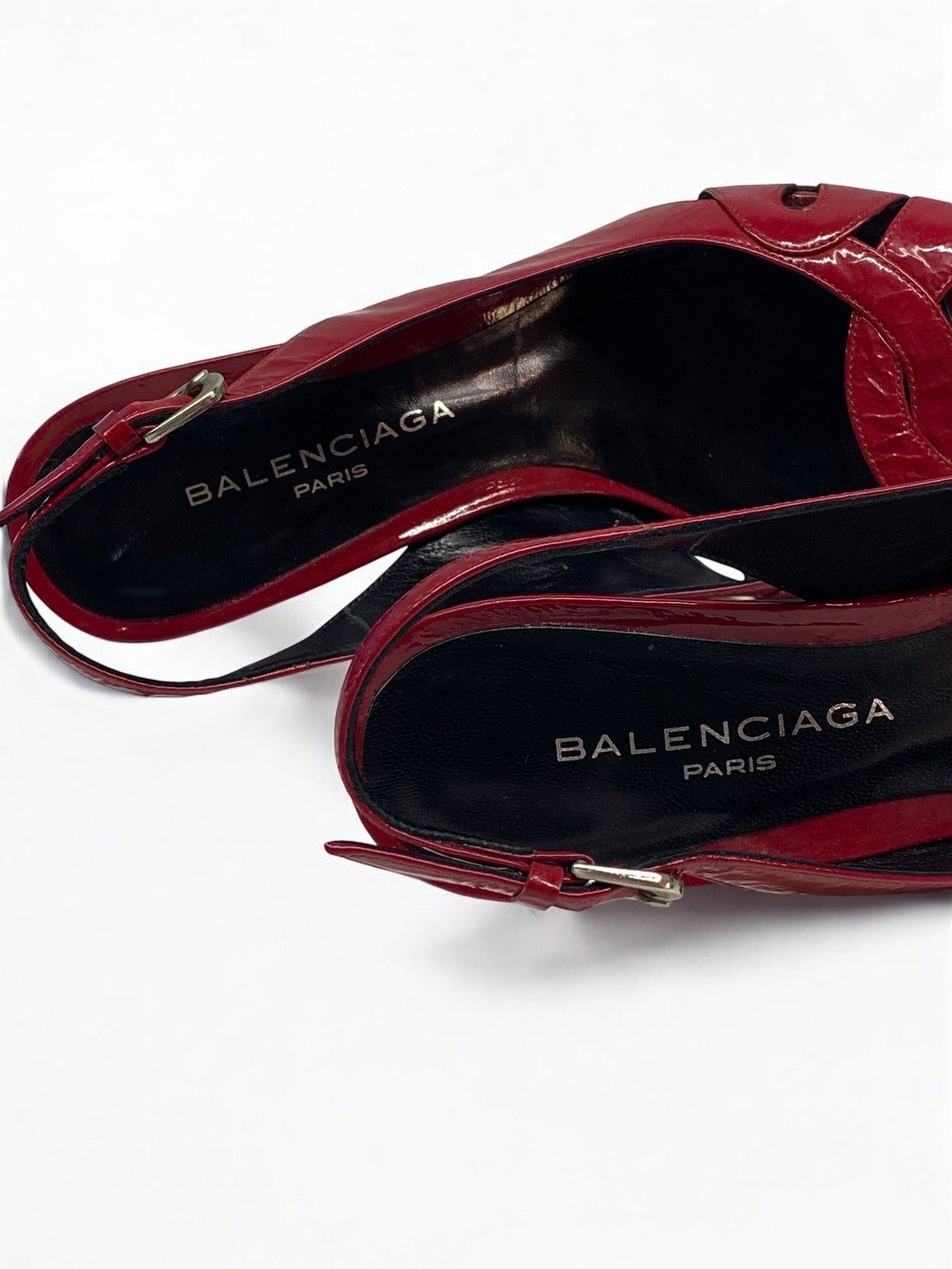Balenciaga 🔥 BALENCIAGA RED HEELS Y2K CUTOUT SLINGBACK DIVA ENERGY Size US 4 / IT 34 - 13 Thumbnail