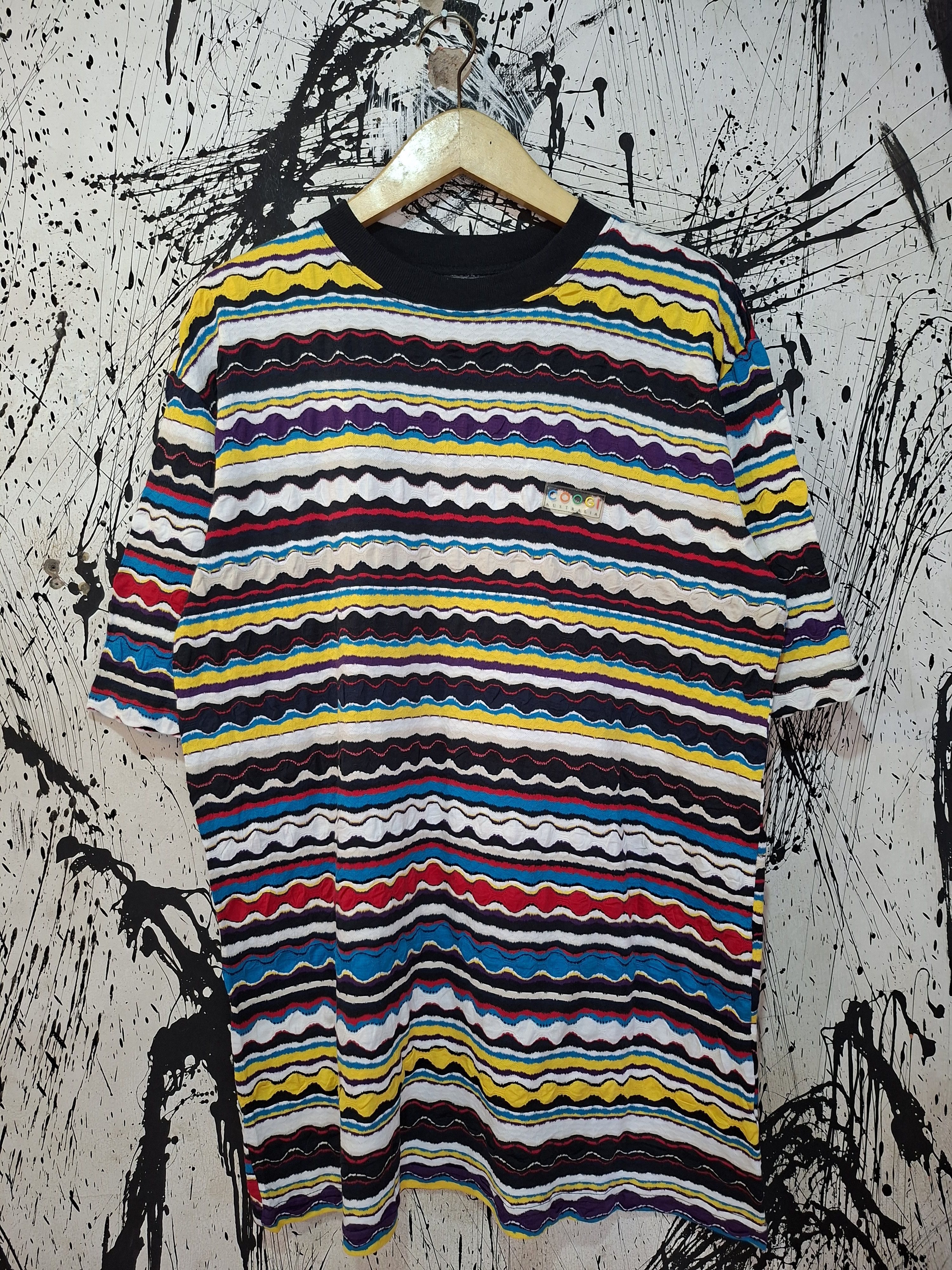 90'S COOGI WAVY STRIPED PATTERN KNIT SHORT SLEEVE TEE