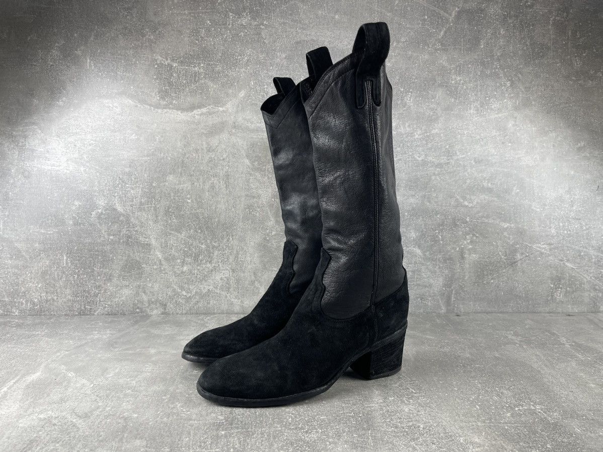 Other Fauzian Jeunesse Black Leather Suede Cowboy Boots Size US 7 / IT 37 - 1 Thumbnail