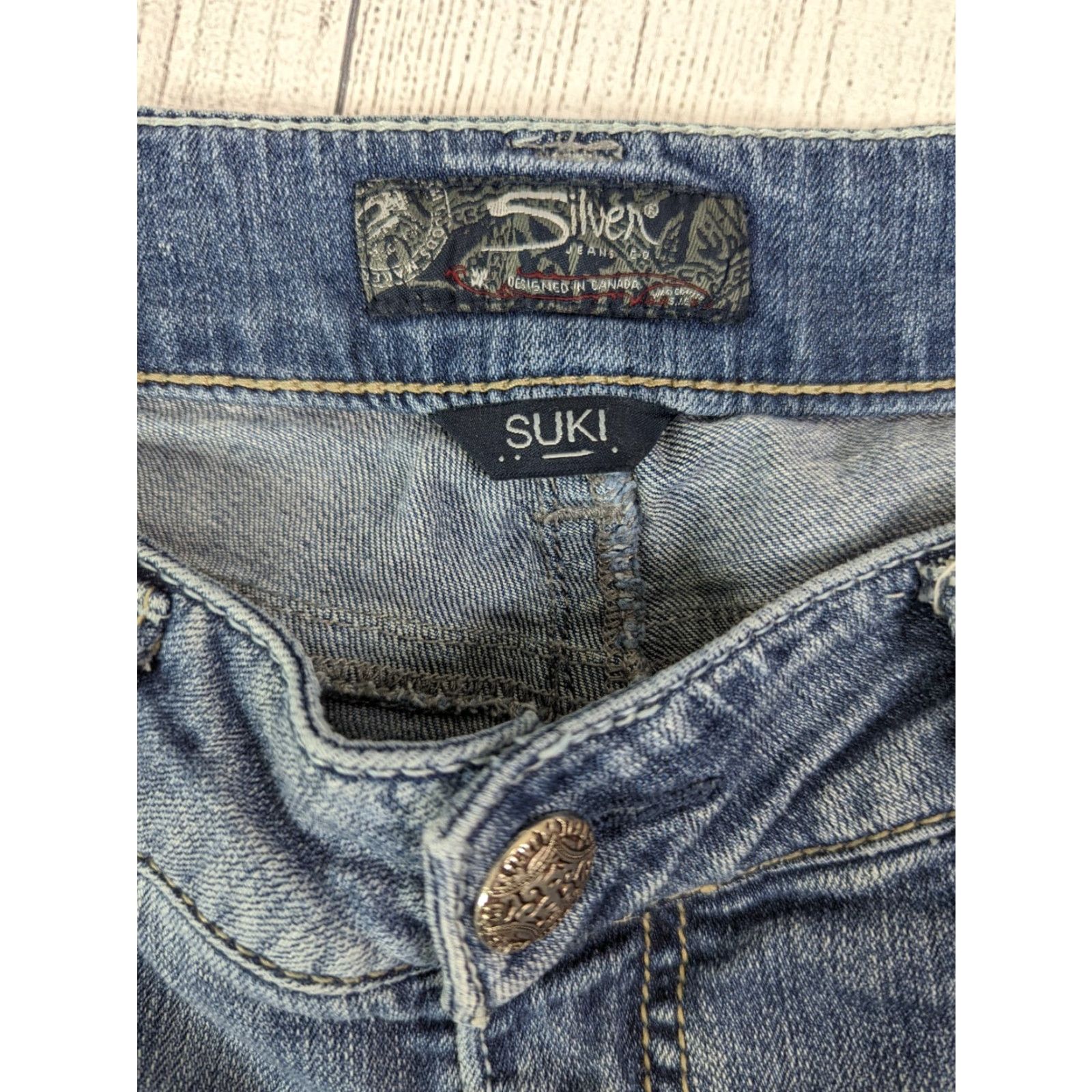 Silver Jeans Co. VINTAGE Silver Jeans Suki Bootcut Jeans Women 34 Blue Thick Stitch 29in 8.5 Rise 34 Mens Womens Size 24" / US 00 / IT 34 - 3 Thumbnail