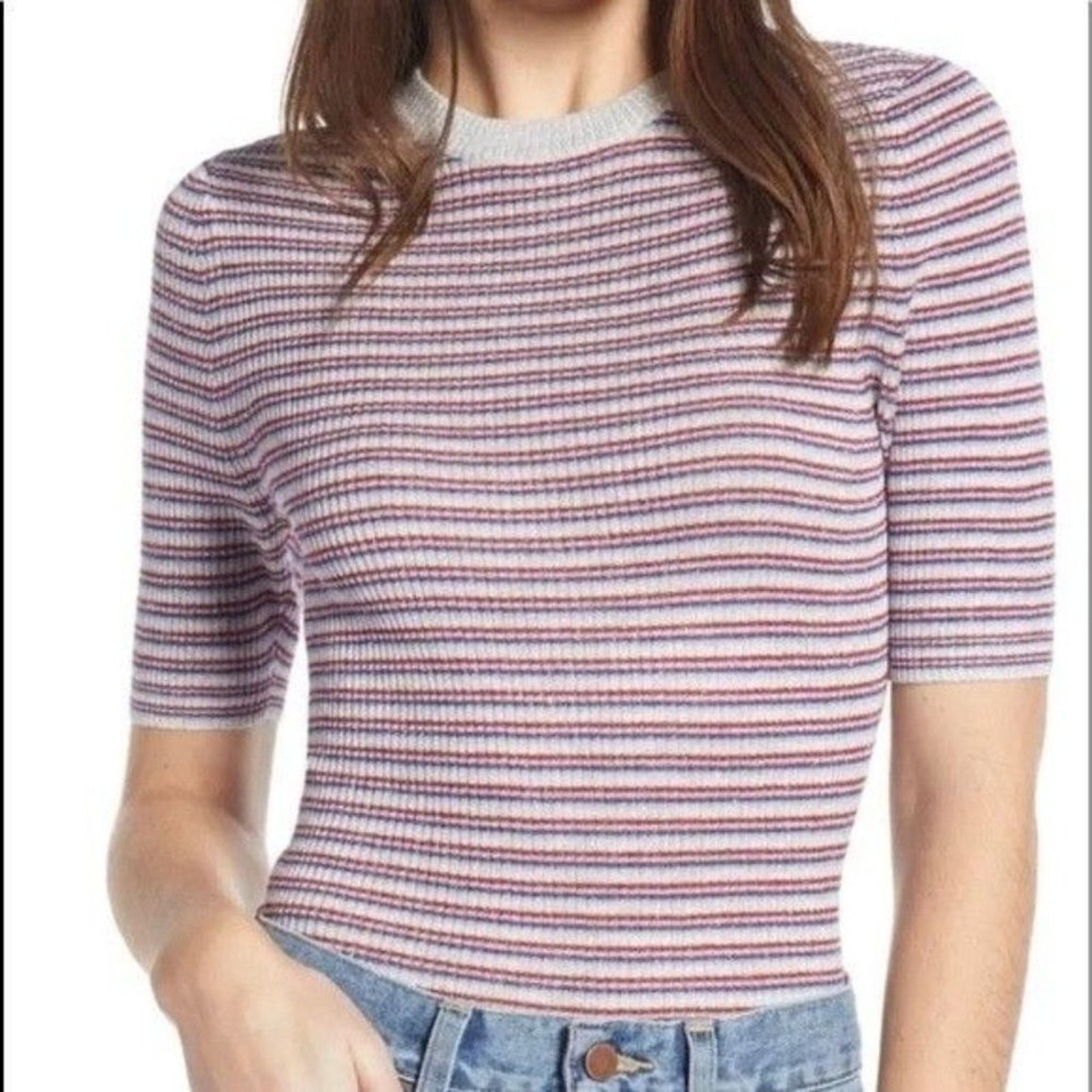 Other Something Navy Sparkle Pullover Short Sleeve Crewneck Small Size S / US 4 / IT 40 - 1 Thumbnail