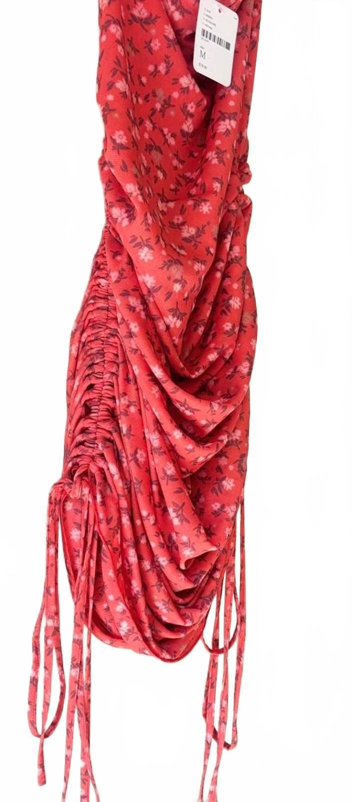 Free People Free People Red Floral Ruched Mini Dress Size M / US 6-8 / IT 42-44 - 2 Thumbnail