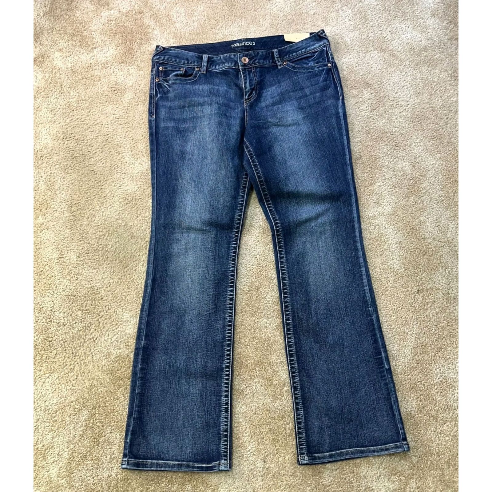 Vintage Maurices Jeans Women's 13/14 Blue Denim Stretch Low rise Bootcut Size 36" / US 14 / IT 50 - 2 Thumbnail
