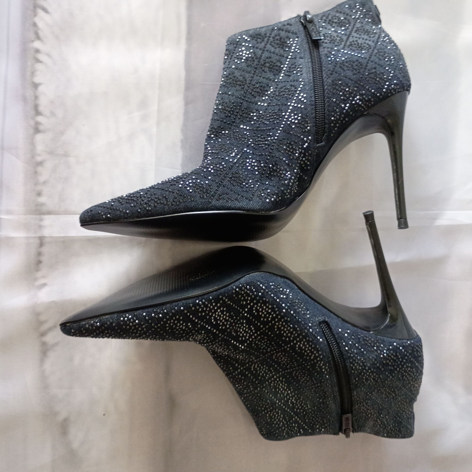 Guess GUESS Fazzie Black Shimmer Stiletto Ankle Booties Pointed To Size US 9.5 / IT 39.5 - 6 Thumbnail