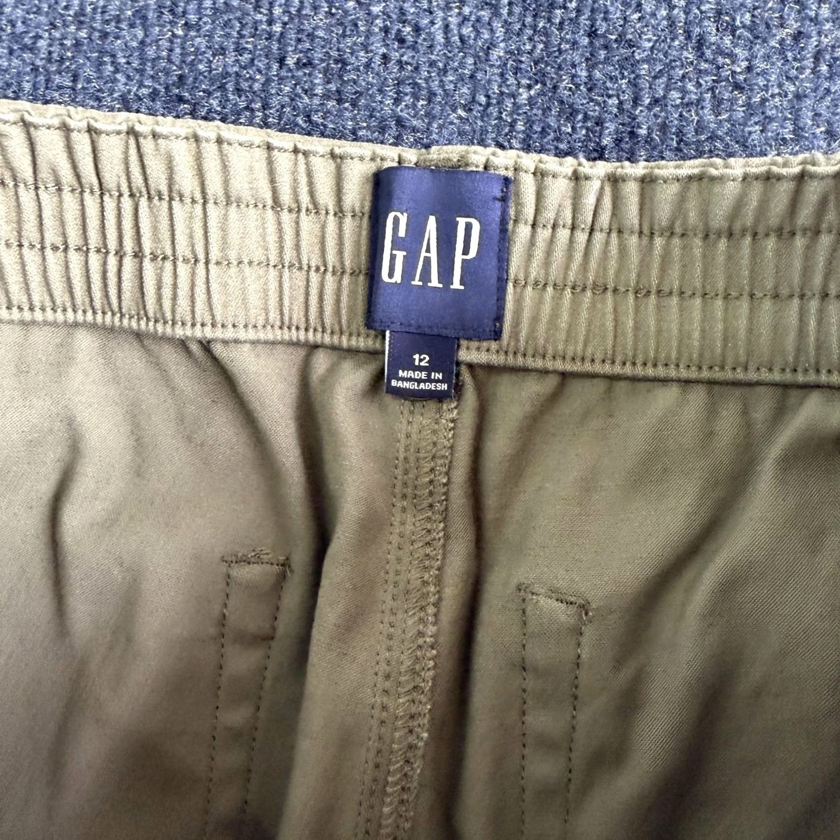 Gap VINTAGE Gap Pants Womens 12 Beige Twill Chino Straight Leg Relaxed Elastic Waist Khakis Size 34" / US 12 / IT 48 - 3 Thumbnail