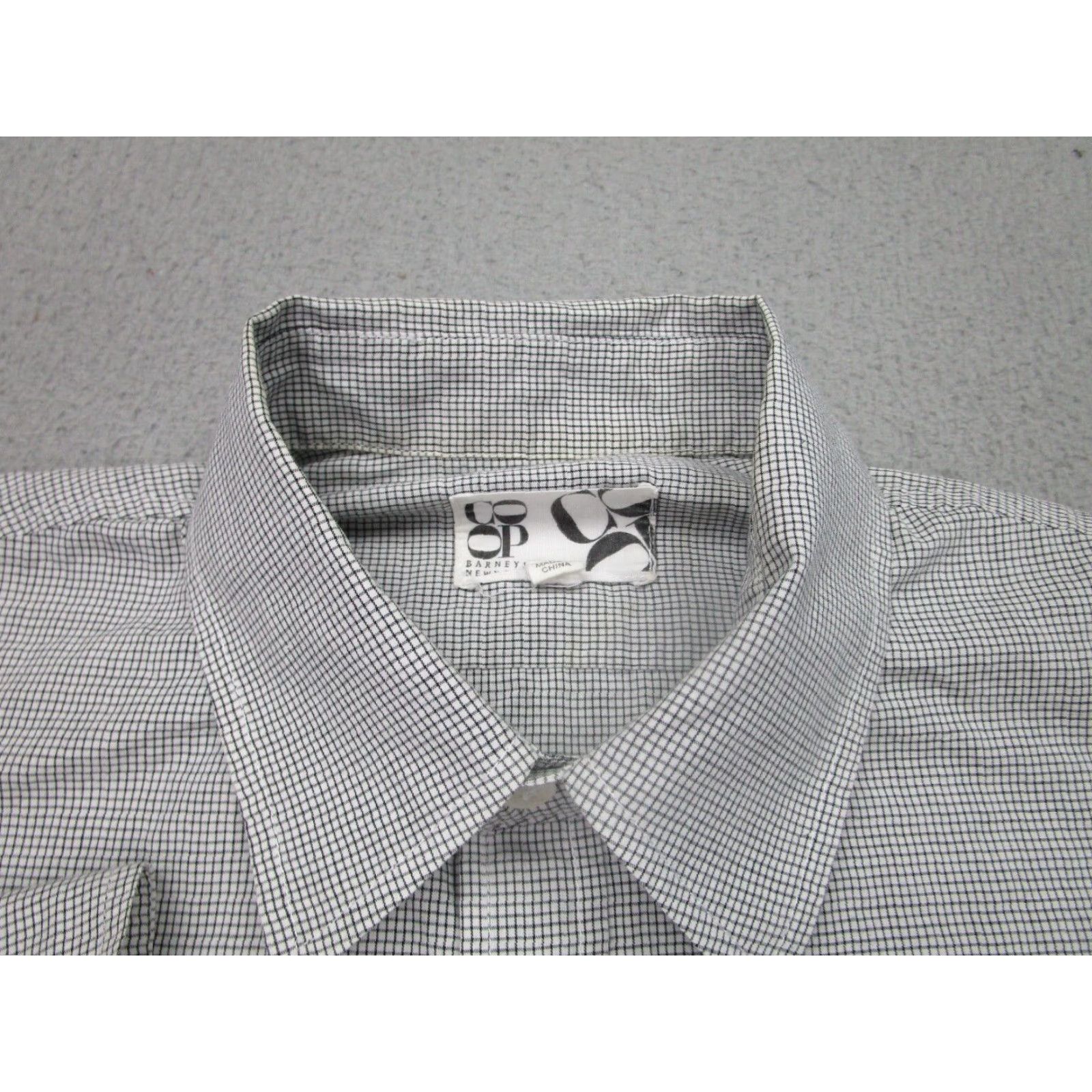 CO Barneys New York Mens Gray Checkered Button Up Shirt Large Long Sleeve Cotton Size US L / EU 52-54 / 3 - 4 Thumbnail