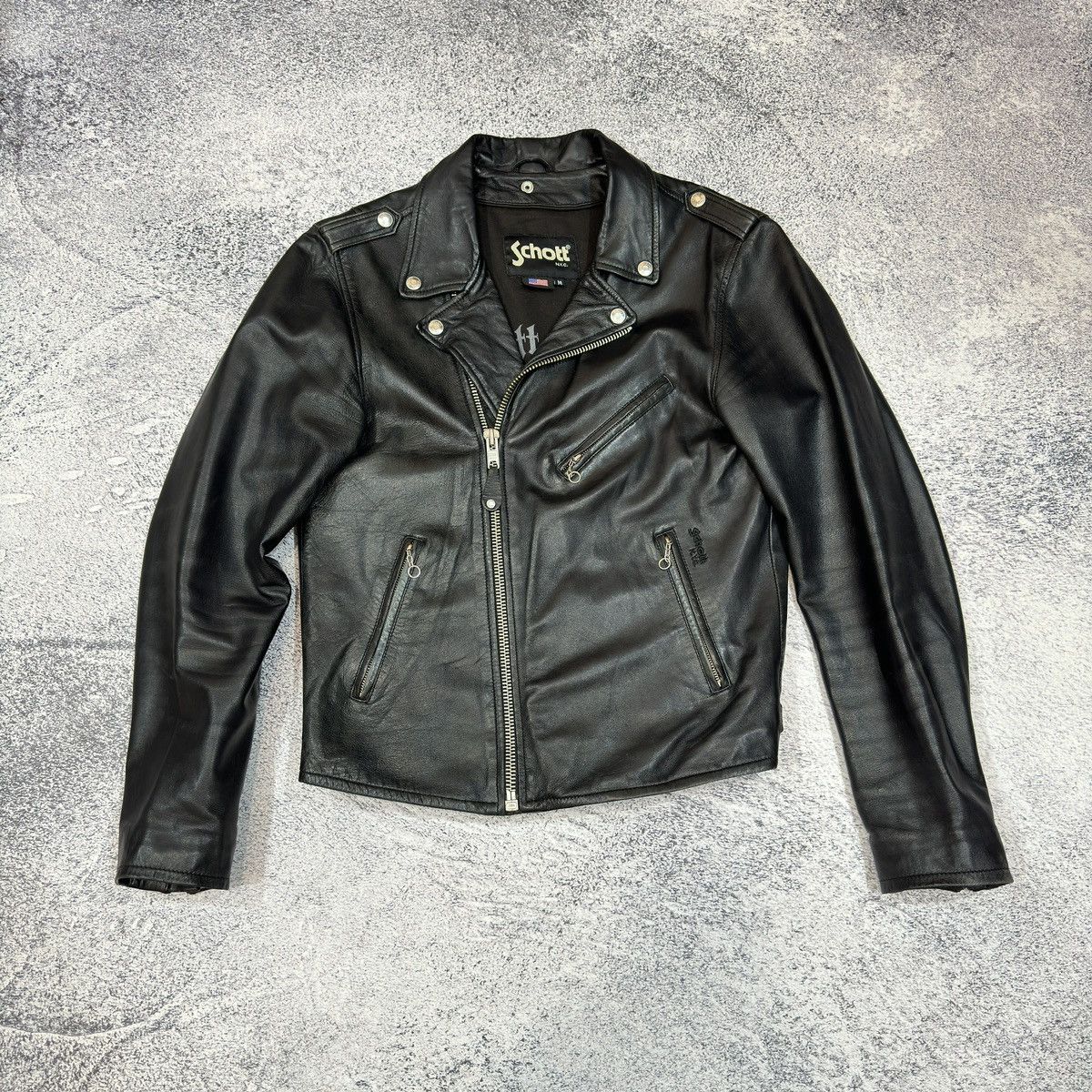 Schott Schott Mens Black Biker Jacket M size Size US M / EU 48-50 / 2 - 1 Thumbnail